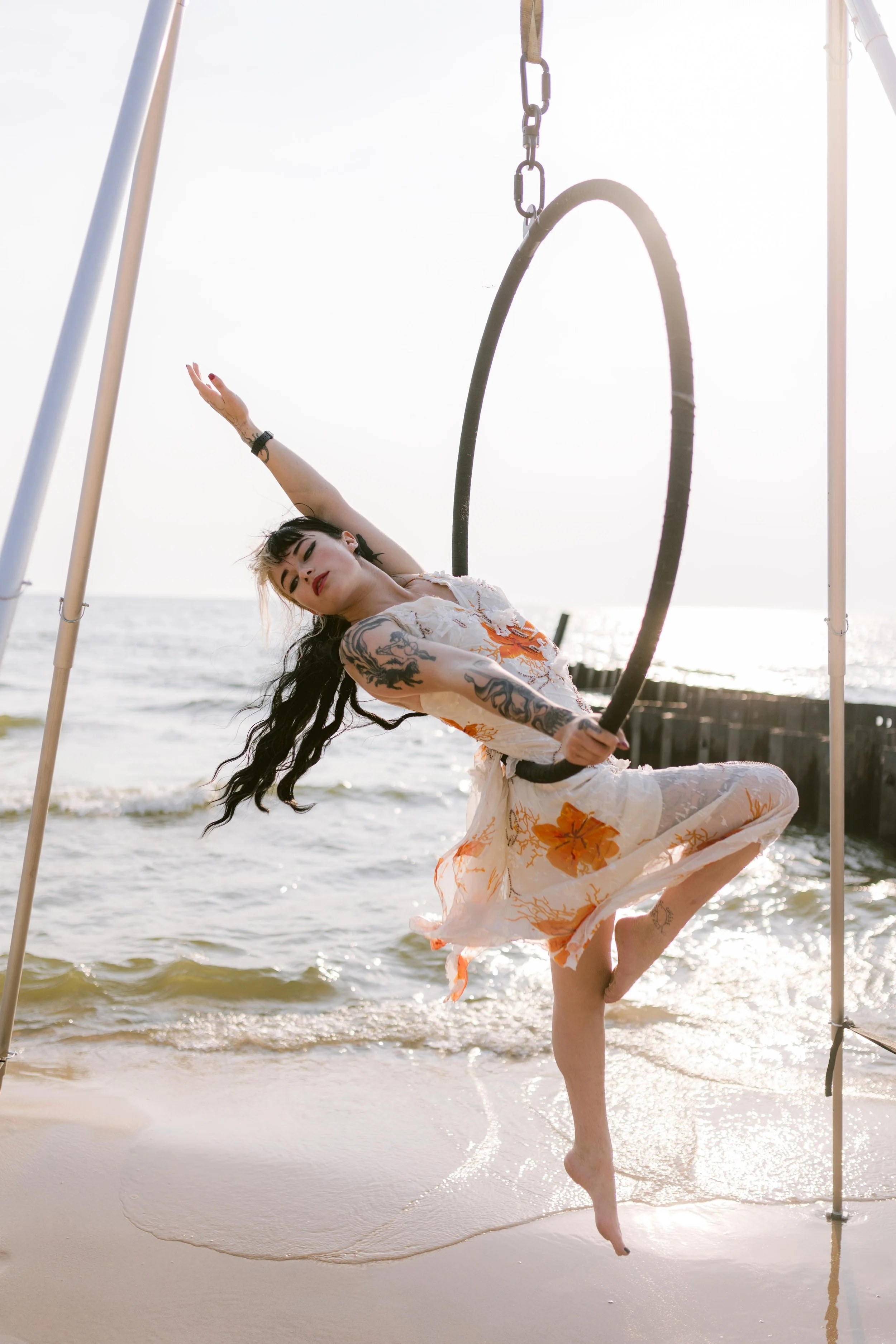 Aerial Hoop Photoshoot on Lake Michigan