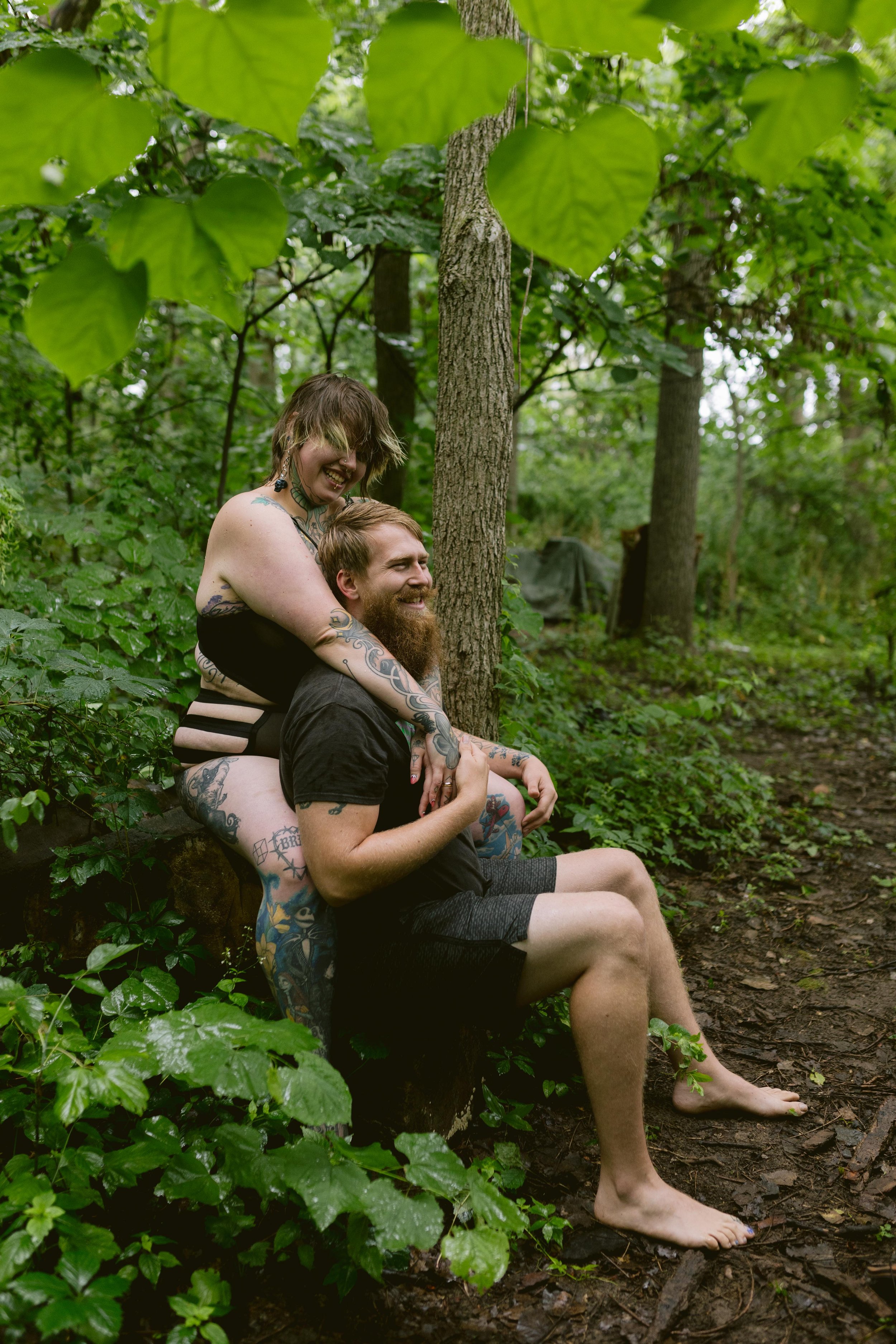 Intimate Boudoir Session in the Woods while Raining Grand Rapids