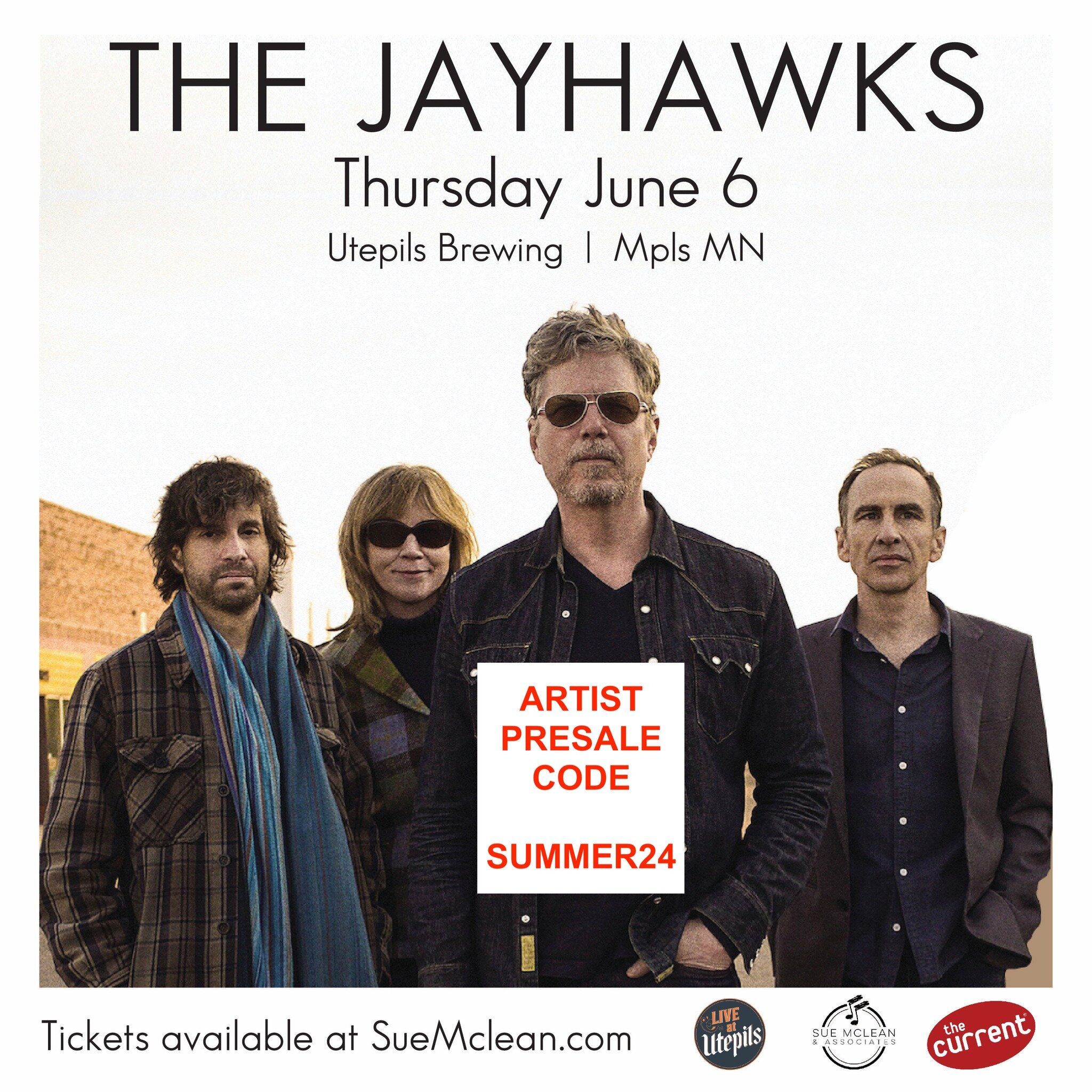 @thejayhawksofficial just announced an outdoor show on June 6 at @utepilsbrewing in Minneapolis - the only Jayhawks Twin Cities date of the summer. Tickets go on sale to the general public this Friday April 5 but there's a special artist presale toda