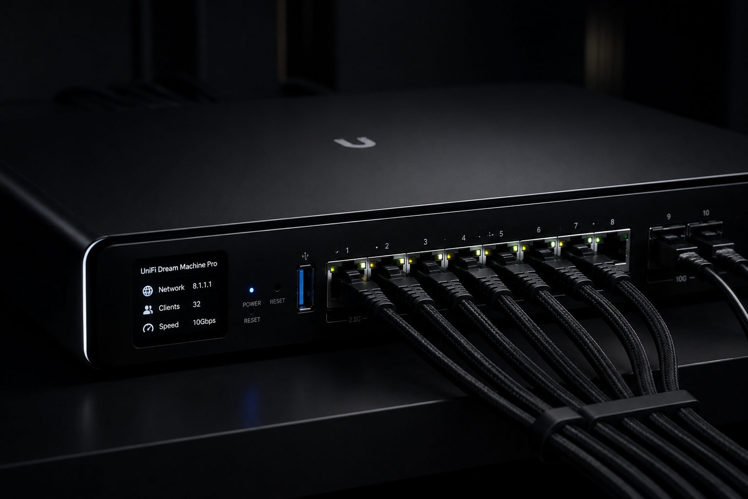 Residential Wi-Fi network system with connected Ethernet cables, delivering fast internet, device connectivity, and smart home integration.