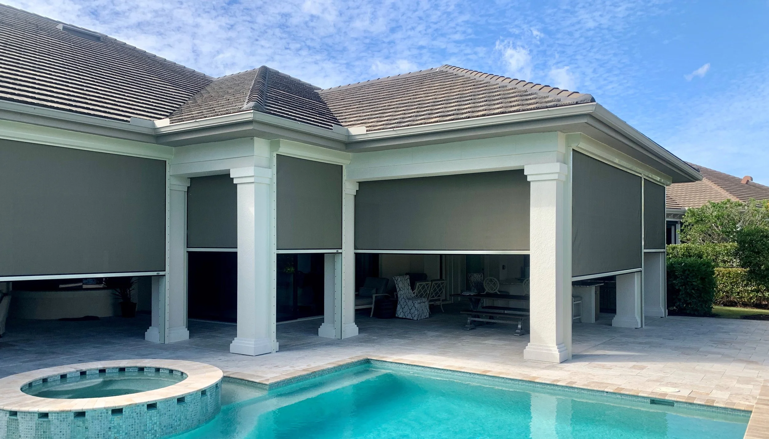 motorized shades for a patio