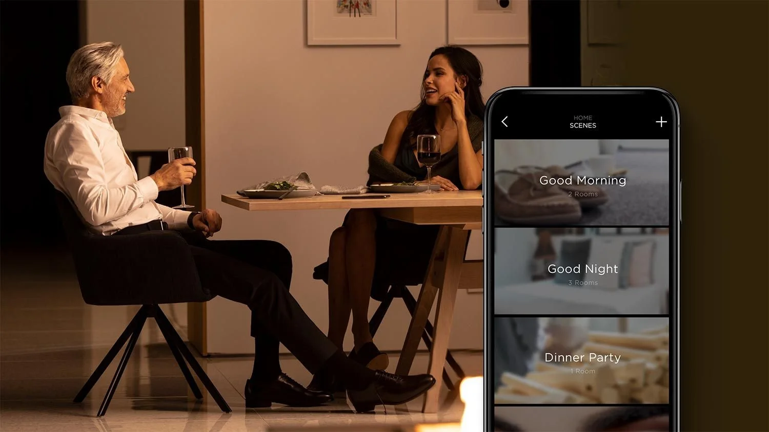 Mobile app controlling lighting scenes