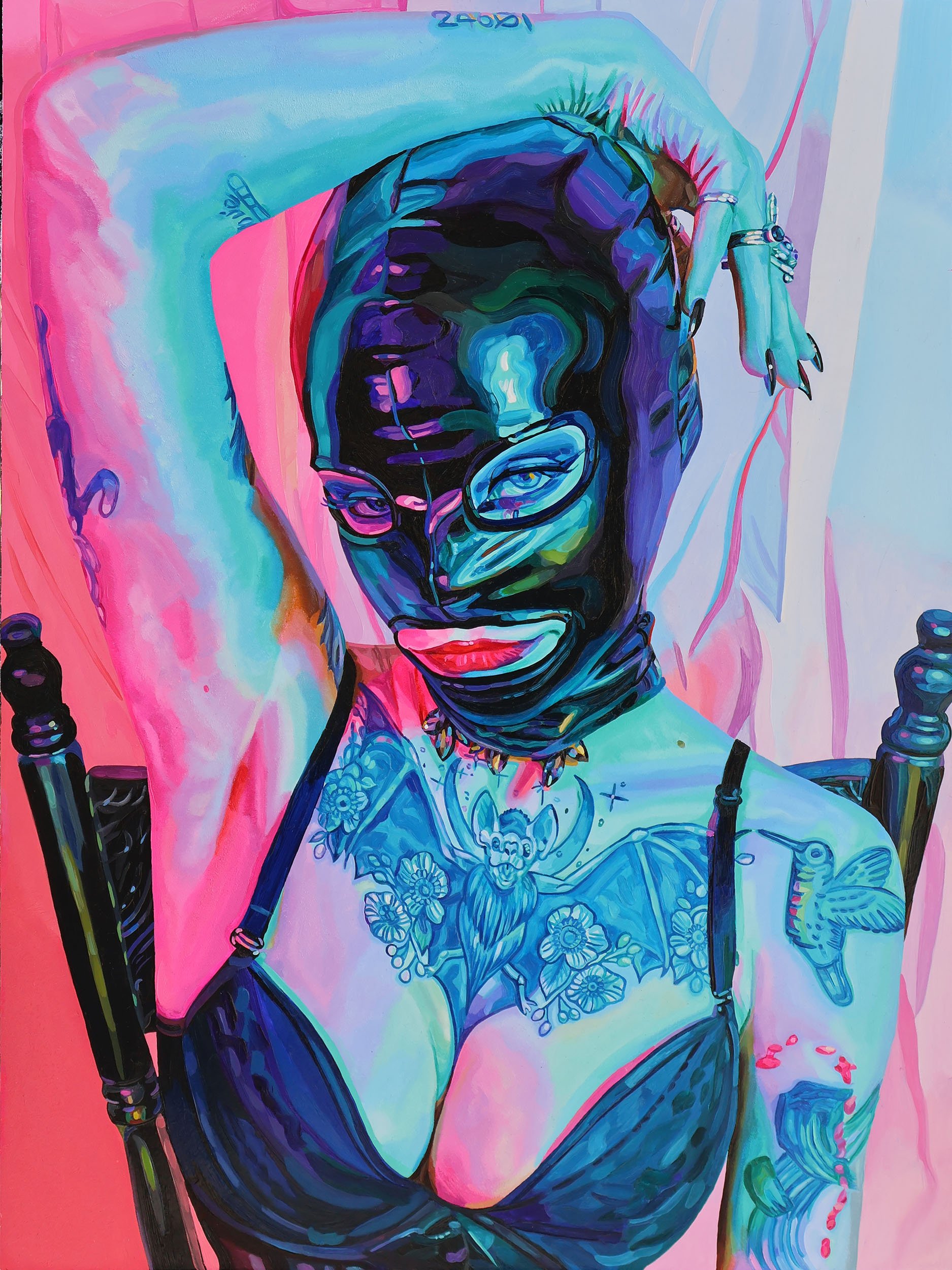 "Masked & Dangerous" Oil on Panel 18" × 24" × 1.5 in" 2026