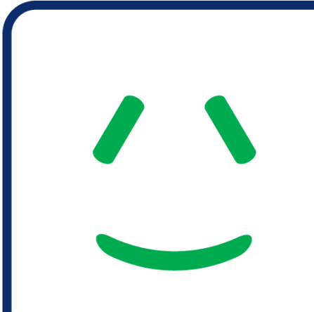 Green smiley face with curved lines representing a power point.