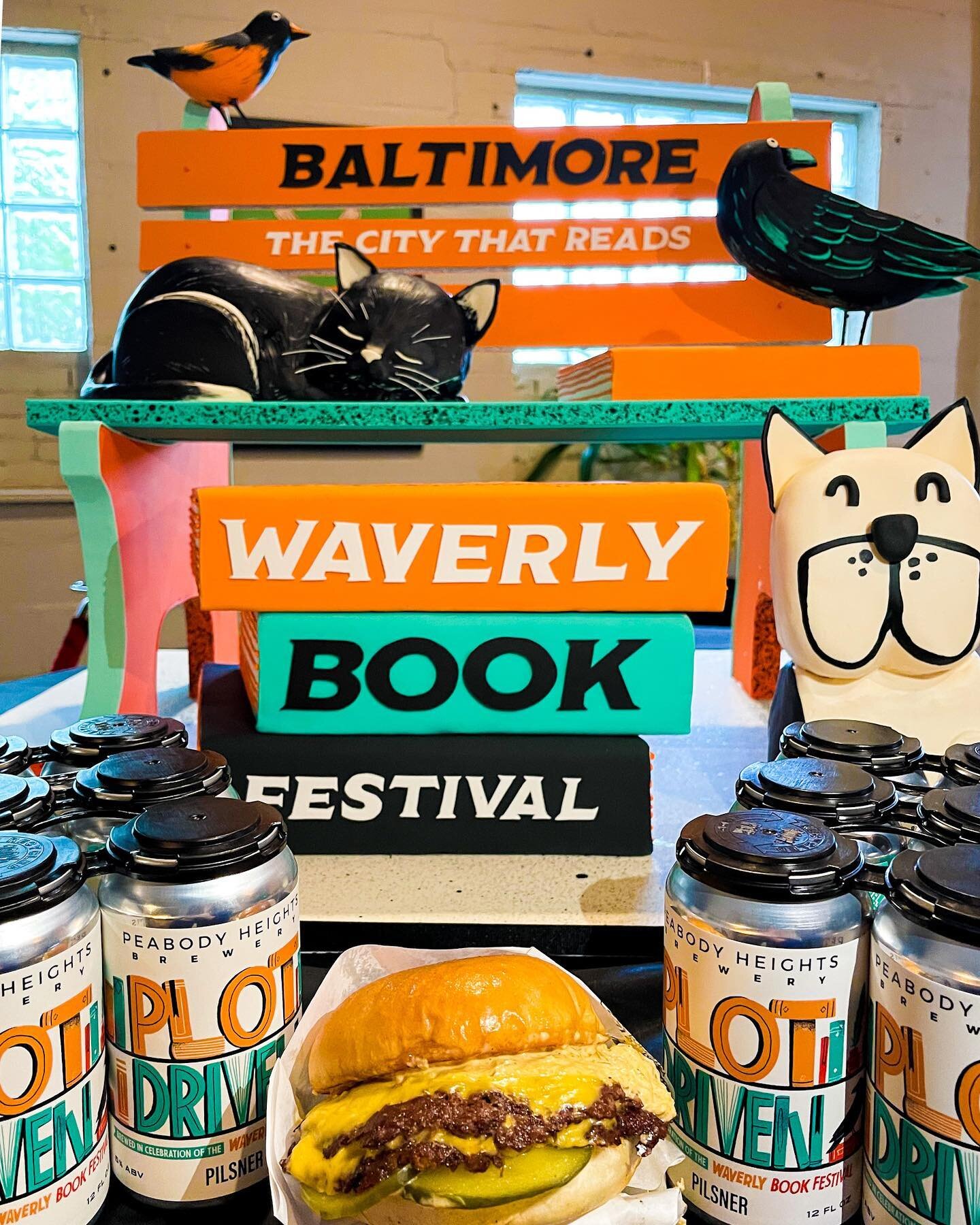 The Waverly Book Festival is officially kicking off RIGHT NOW at PEABODY HEIGHTS!!! 🍻🍔📚

SURPRISE SURPRISE- we&rsquo;re parking at Peabody for the entire weekend 🙌

Food by @fuzziesburgers 
Beer by @peabodyheightsbrewery 
Cake by @charmcitycakes 