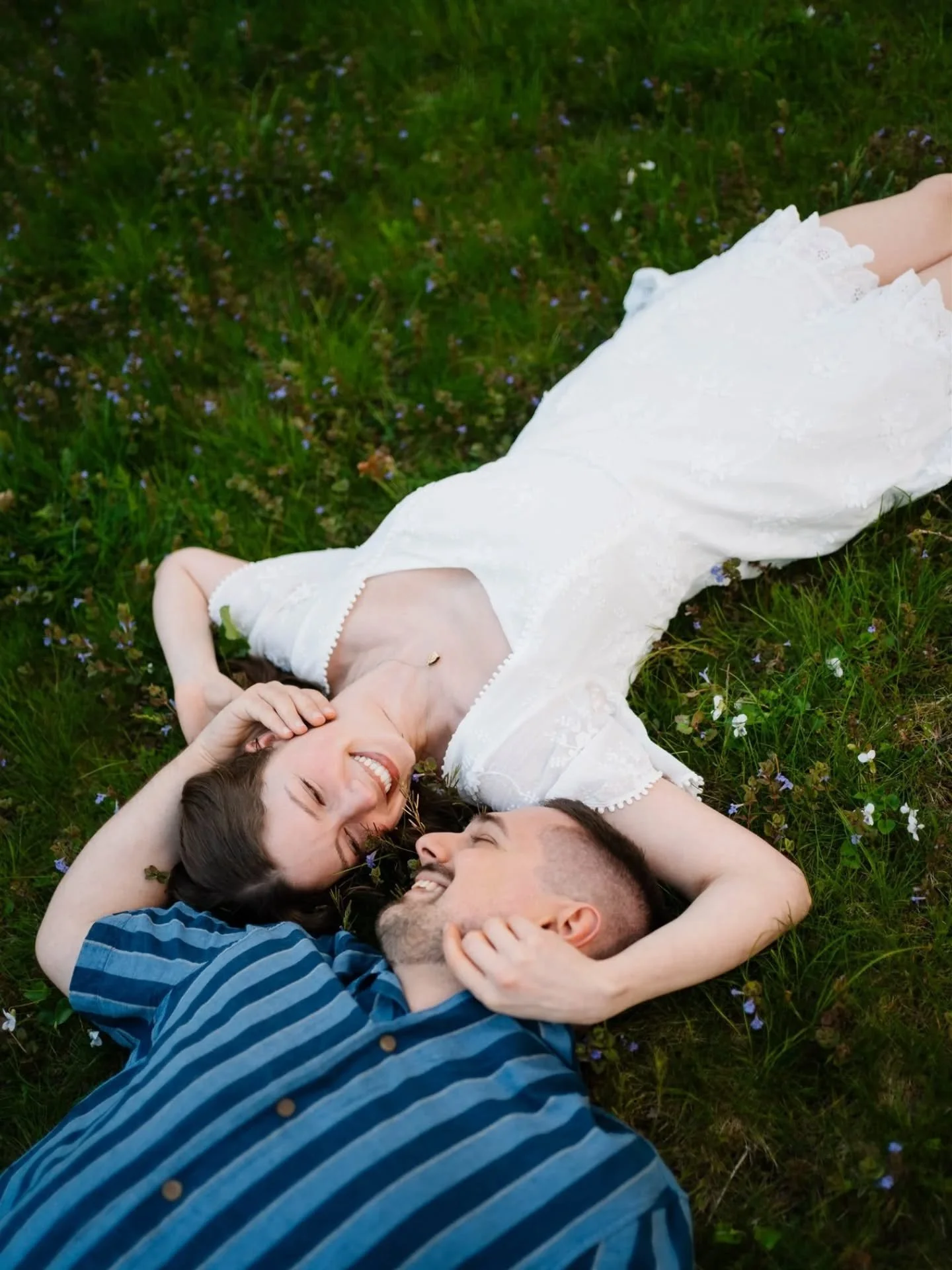 Made a little trip down to Massachusetts last weekend to capture Amy and Chris at their new home for their engagement. We had the perfect spring golden hour evening to frolic in their backyard, pick dandelions, and have a sweet and silly time togethe