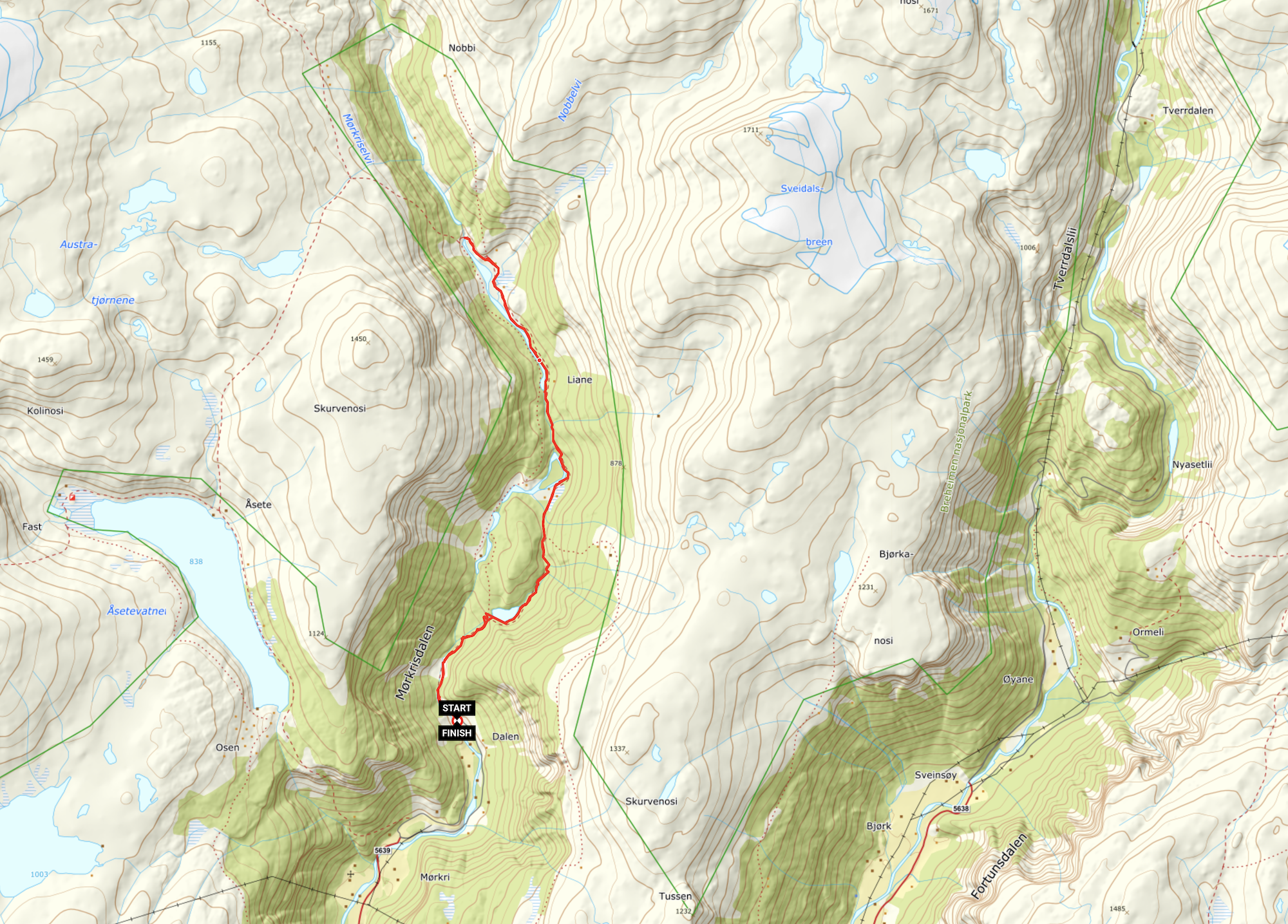 Mørkridsdalen tursti til Dalen