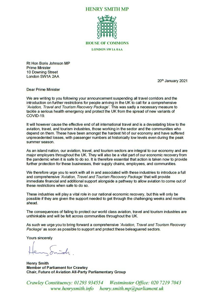 Over 80 Parliamentarians call for comprehensive support package for aviation, travel and tourism sectors