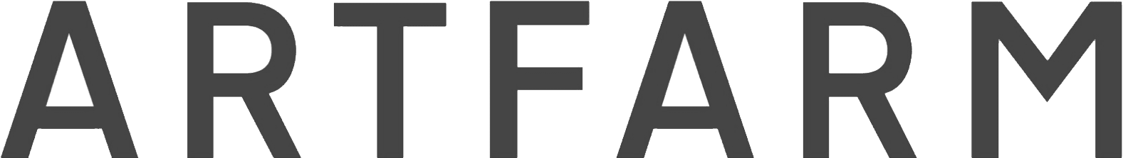 Close-up of the word 'ARTFARM' in bold, black letters on a white background