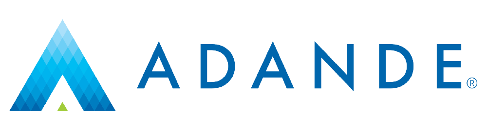 Adande logo with a stylized letter A made of blue diamonds and the company name in blue text.