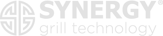 Logo of SYNERGY grill technology with a circular emblem and text.