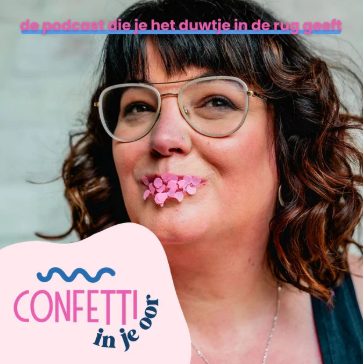 Podcast cover Confetti in je oor - Justine Hollevoet Confetti Coach