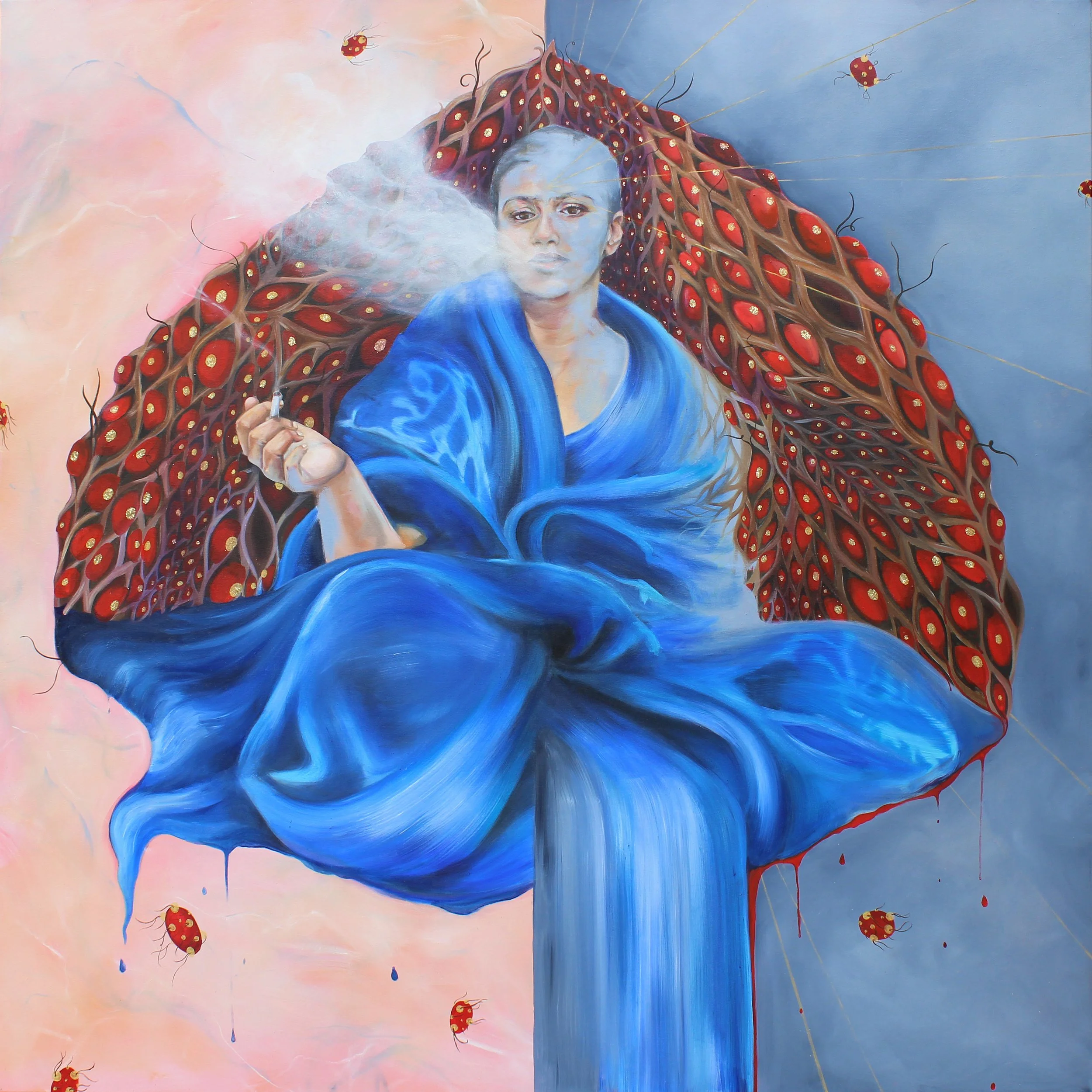 At the Meeting of the Seas,
Oil paint and glitter on canvas,
72" x 72",
2020.