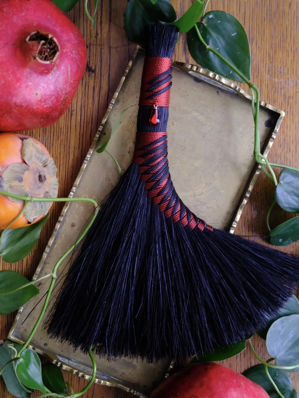 Black & Red Pomegranate Altar Broom II