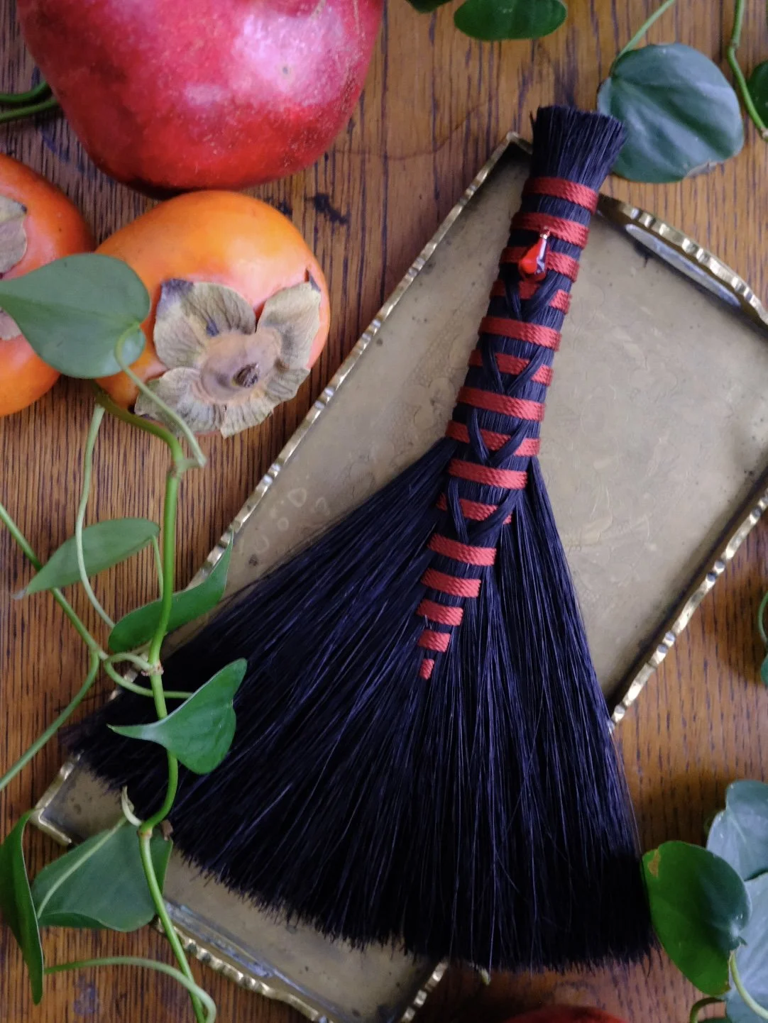 Black & Red Pomegranate Altar Broom I