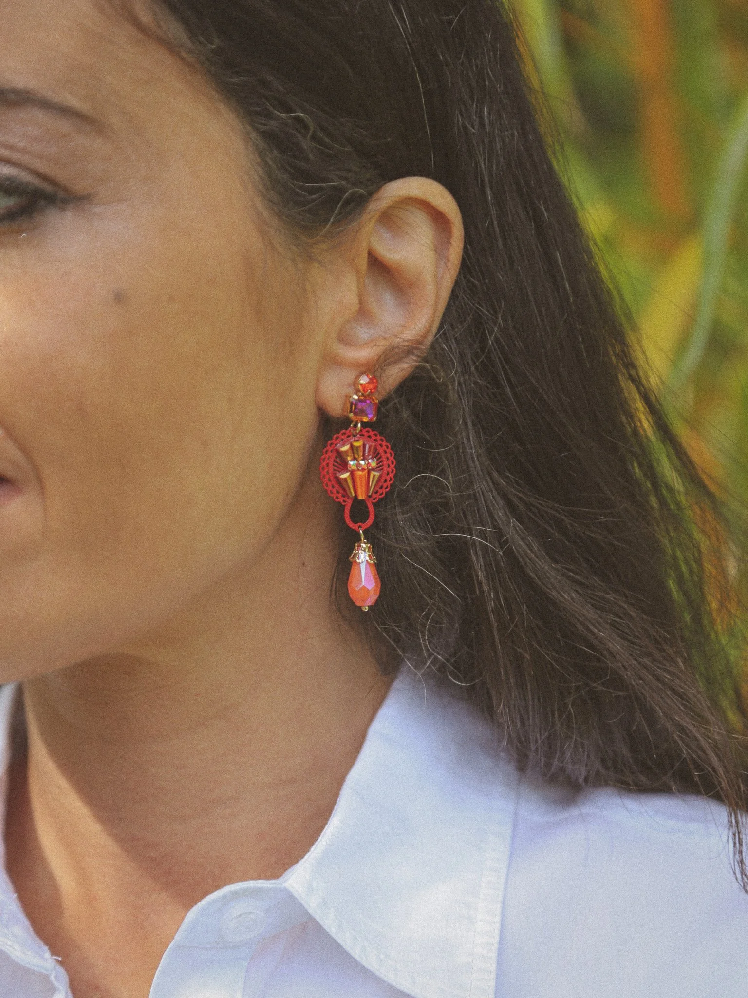 Boucles d'oreilles fantaisies vintage style puce de strass