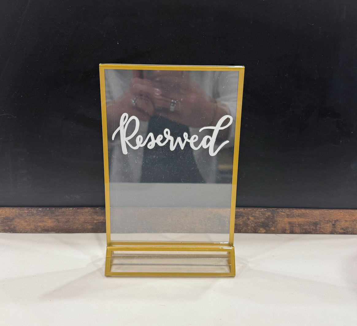 Gold Rimmed Reserved Signs 