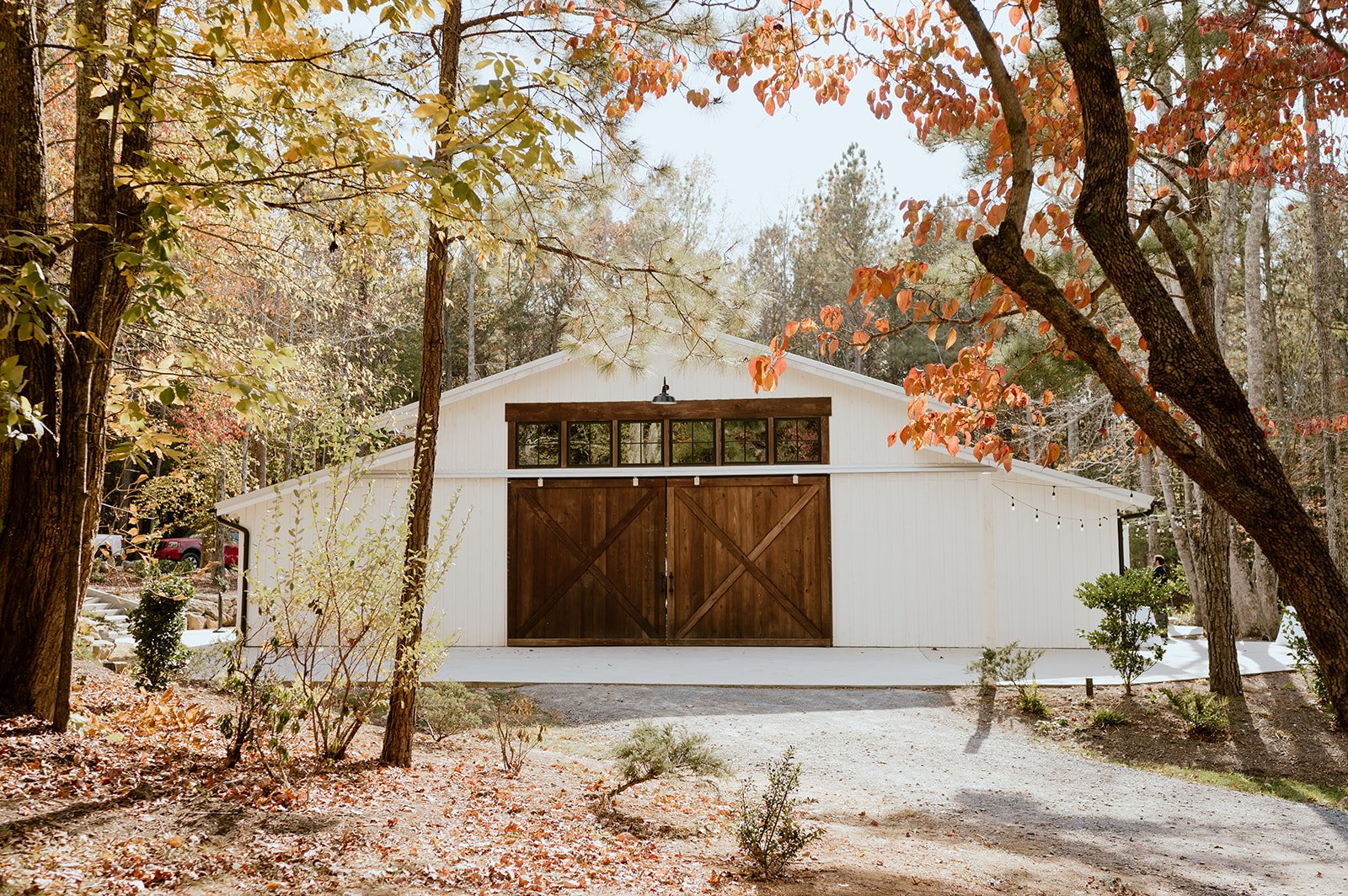Modern white barn wedding venue 