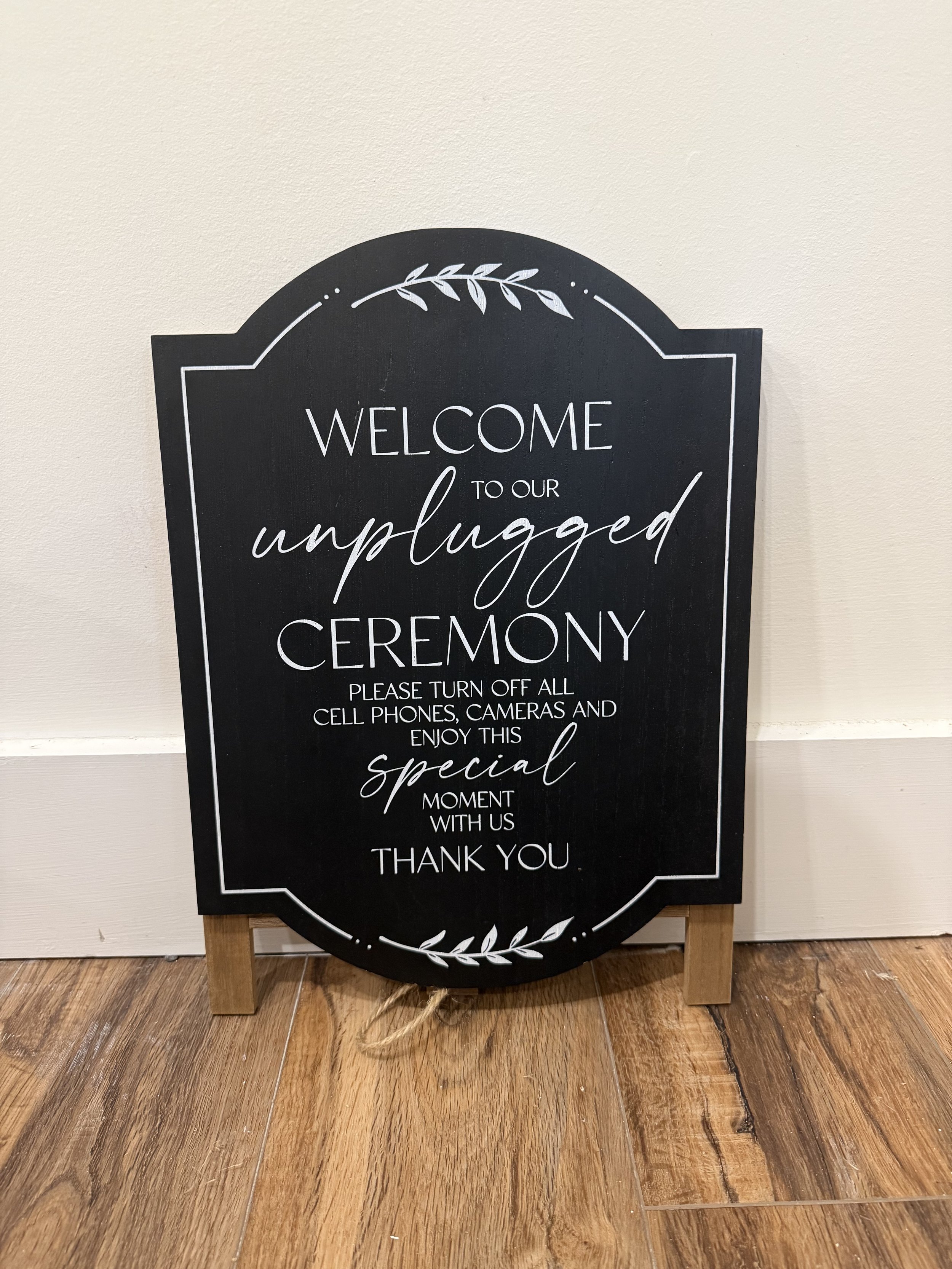 Chalkboard Unplugged Ceremony Sign