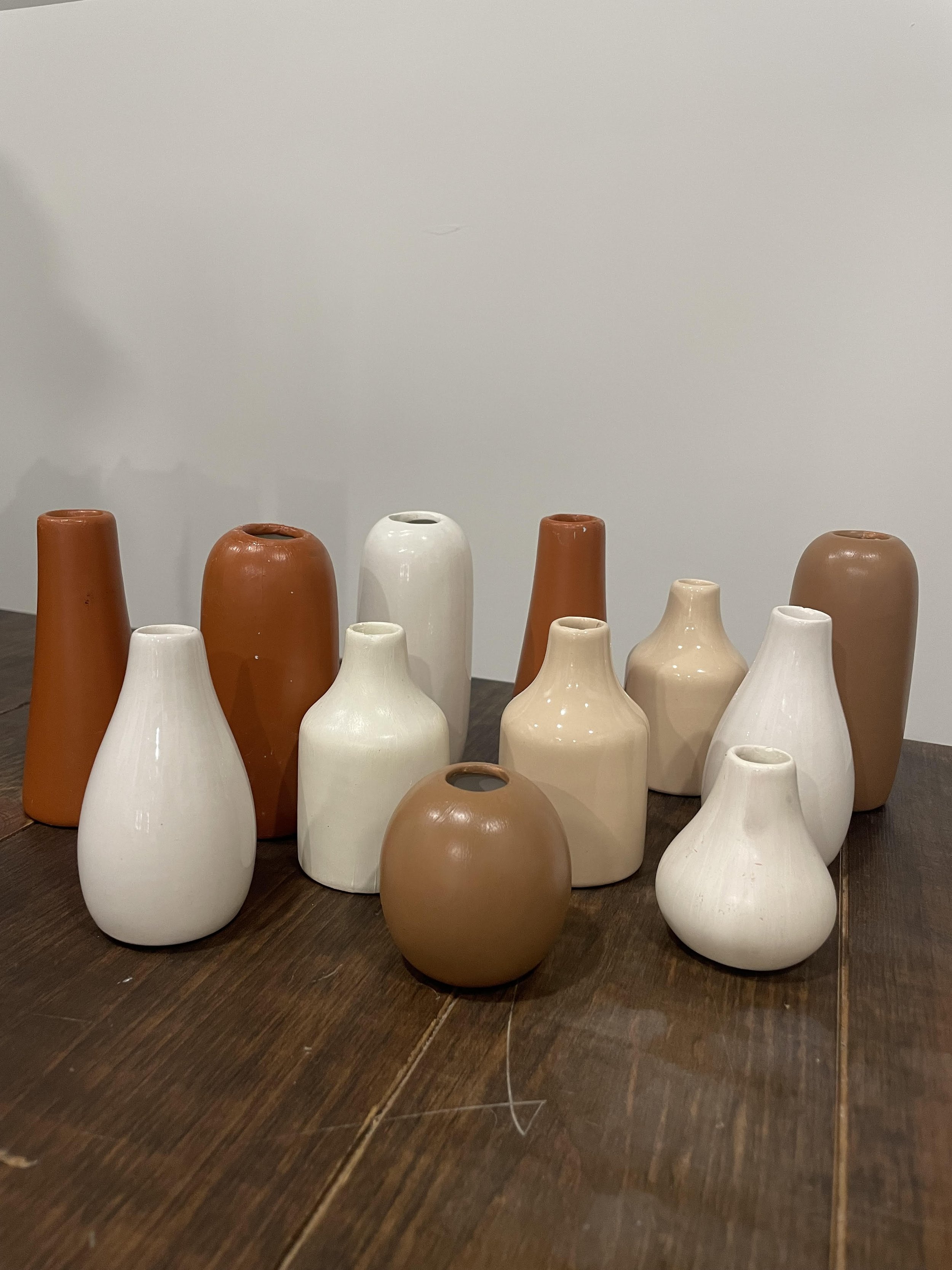 Assorted Earth Tone Bud Vases | 2-4" tall | Qty 12