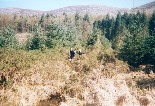 Nick & Bill approaching the Liza over some boggy, 
gorse-y, brashed and generally unpleasant ground!