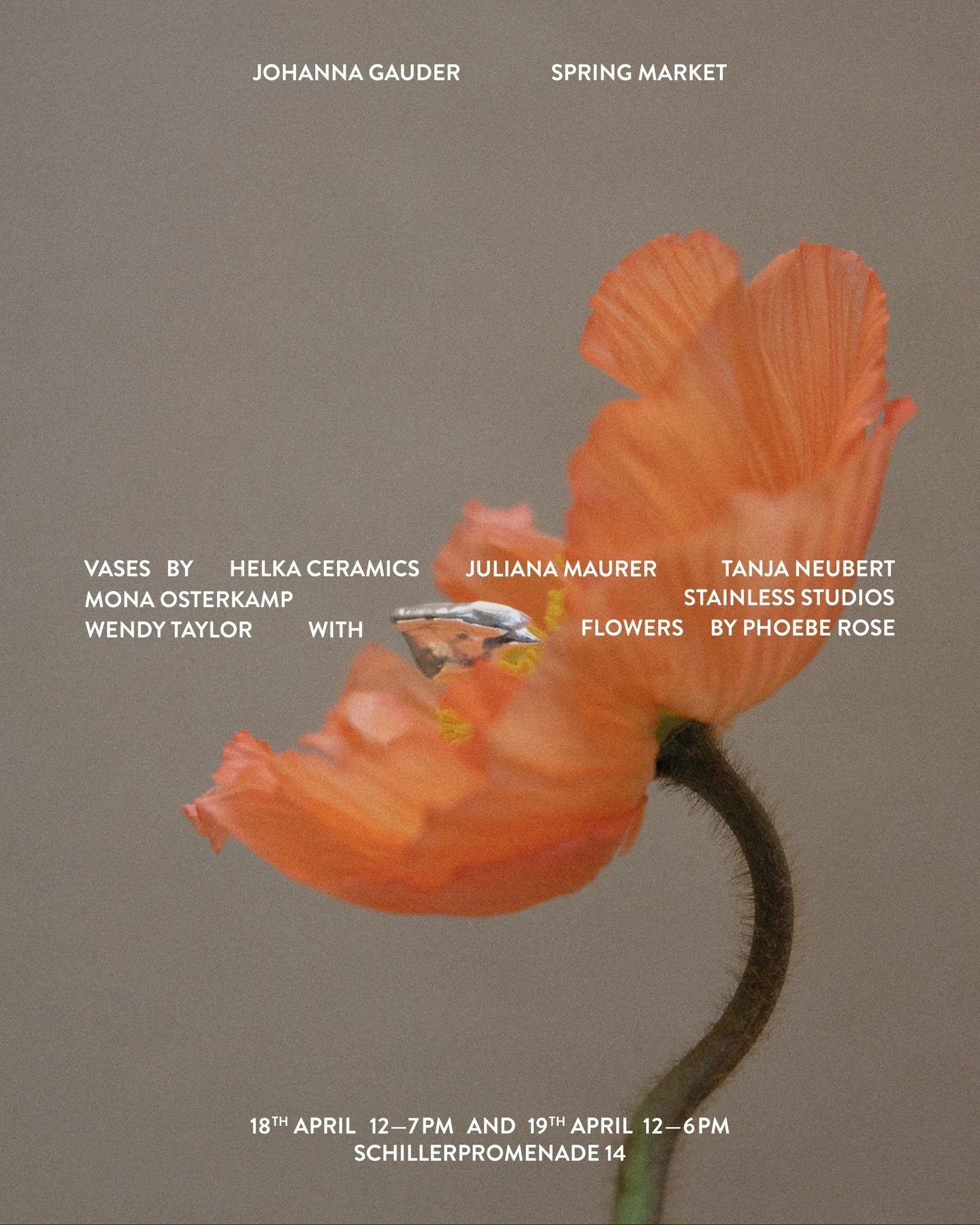 We invite you into a space in full bloom.

In cooperation with @ph0eberose , Johanna Gauder&rsquo;s beautiful store will be entirely filled with seasonal flowers, presented in unique vases by @helkagram , @julijanamaurer , @mona.osterkamp , @stainles