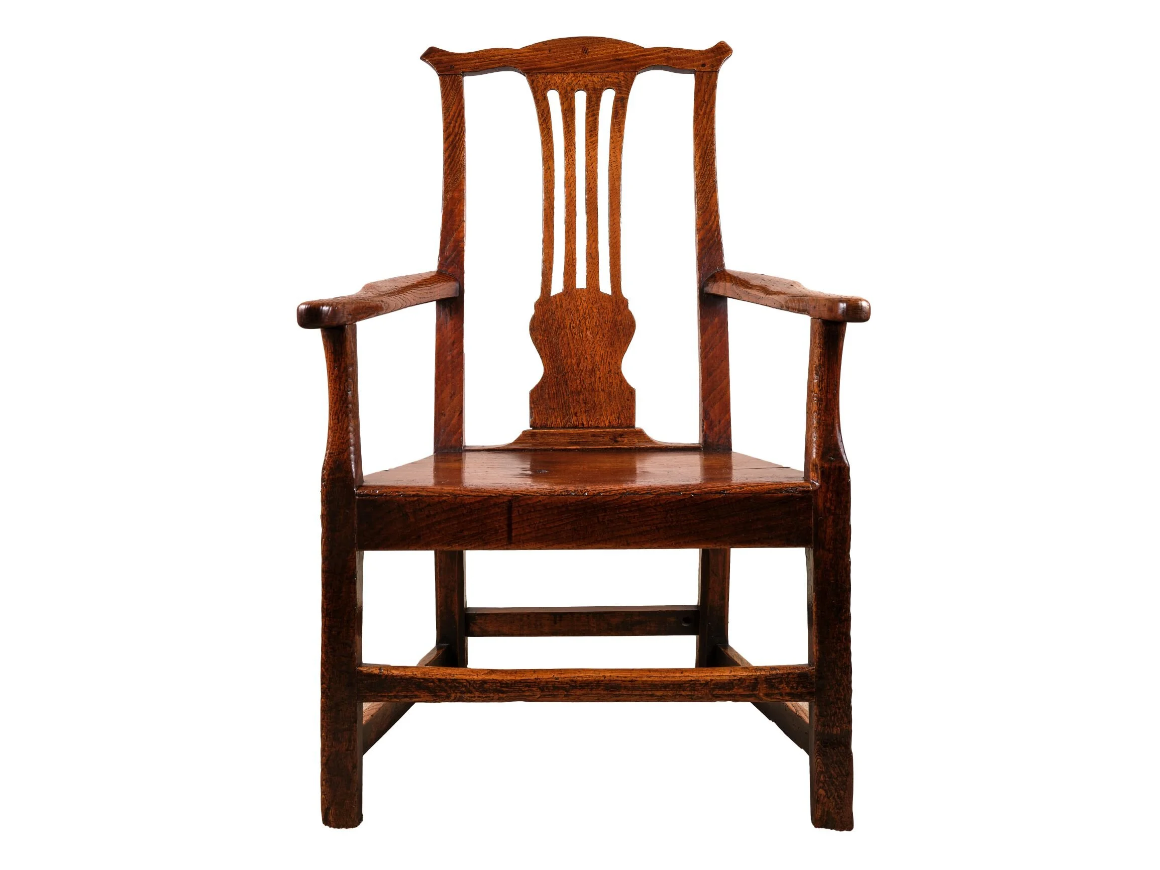 Georgian Oak and Elm Elbow Chair of Large Size c.1780