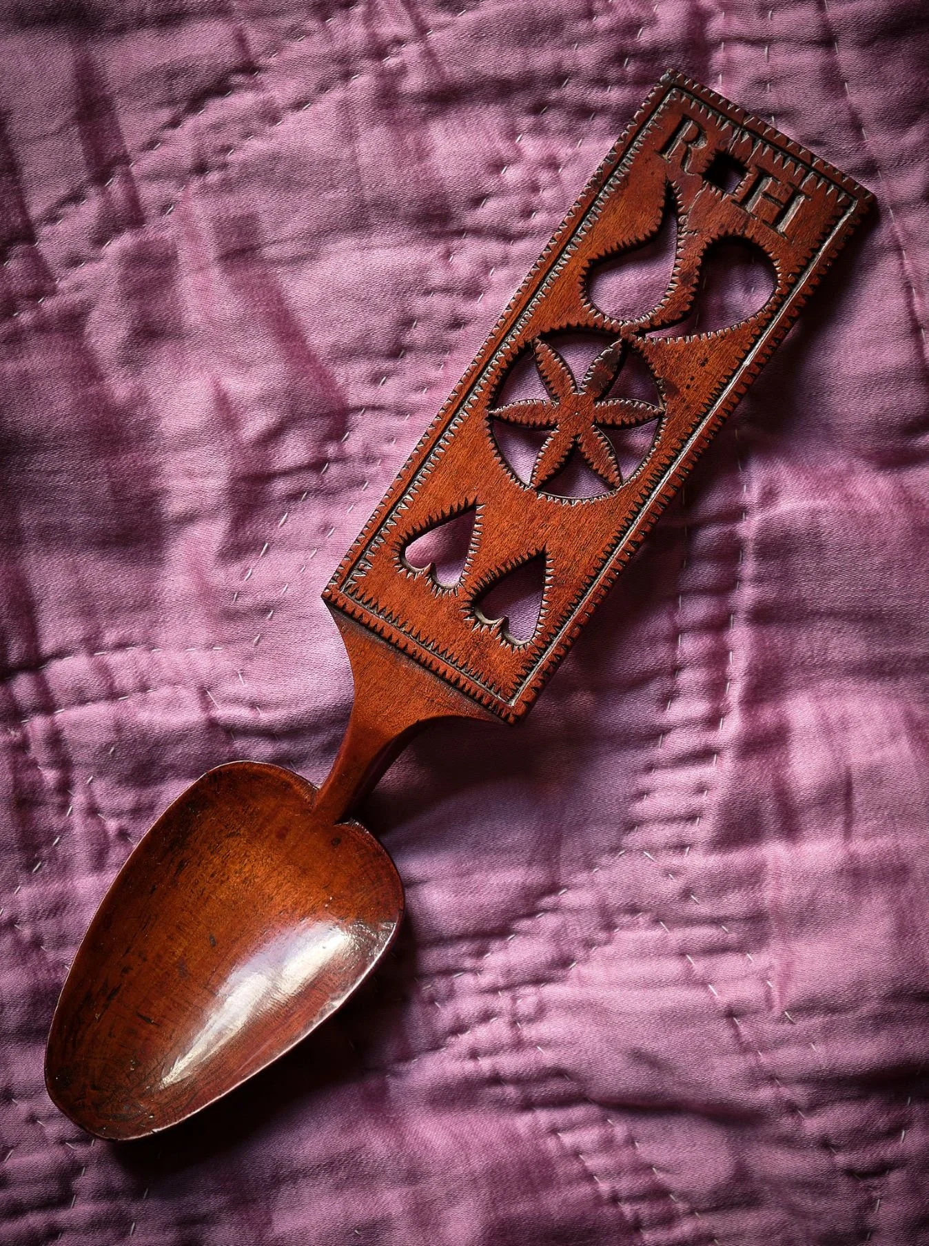 Initialled Welsh Fruitwood Lovespoon at Havard & Havard Antiques