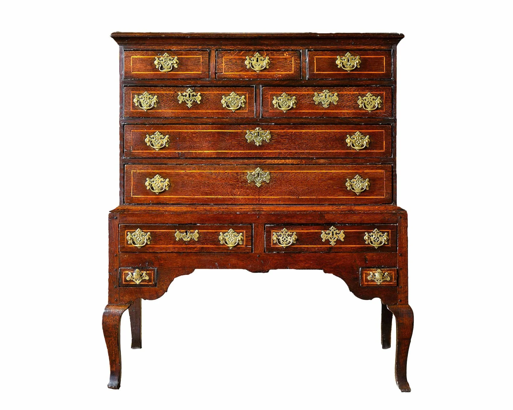 Georgian Welsh Inlaid Oak Chest on Stand