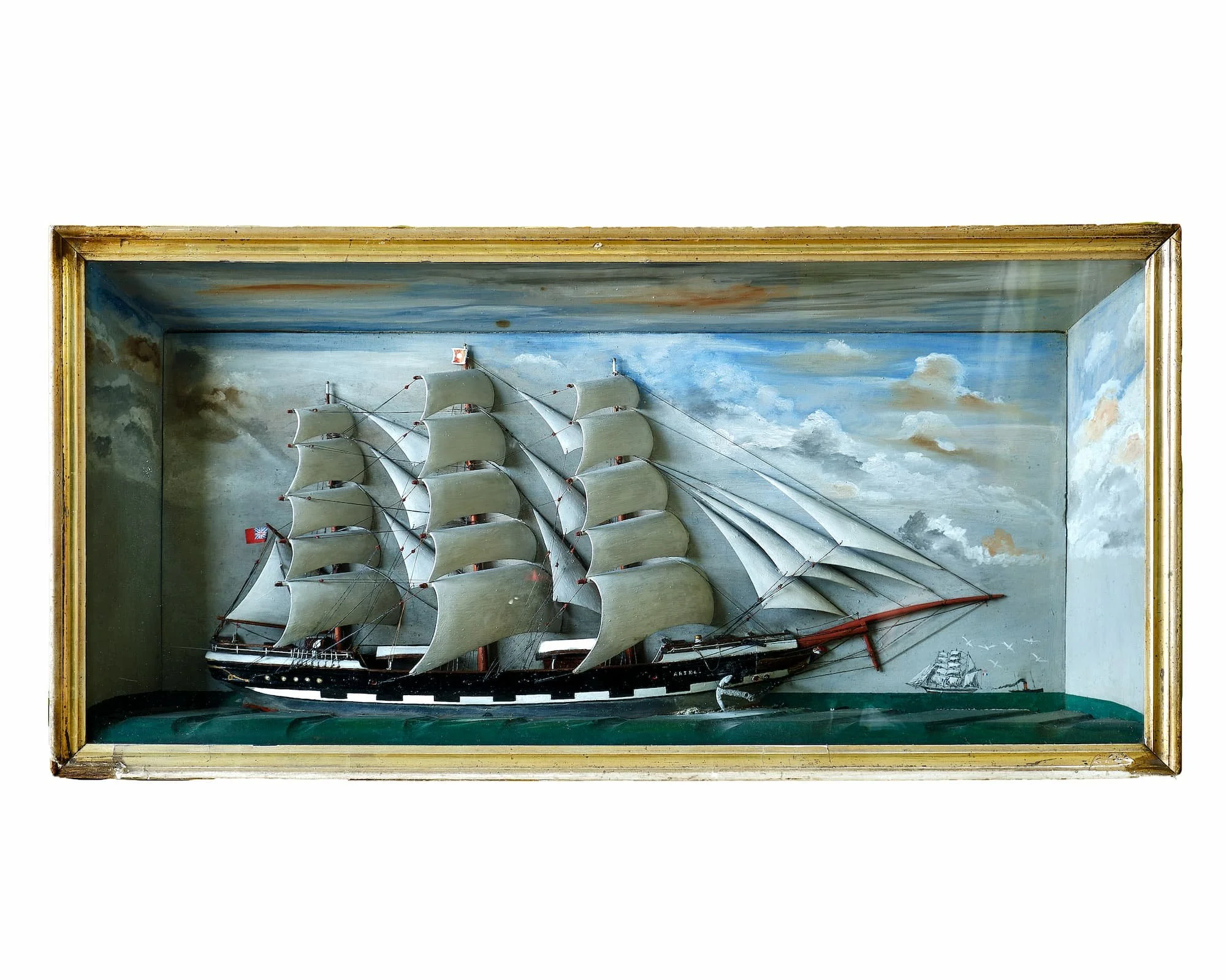 Large Diorama of a Three Masted Sailing Ship "Ariel"