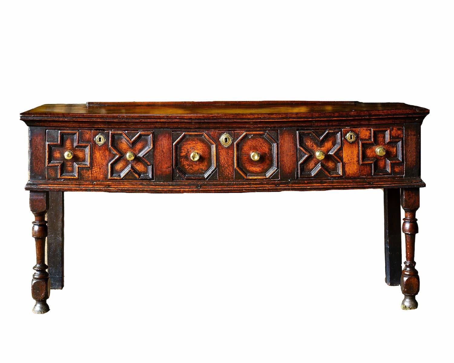 Late 17th Century Oak Server or Low Dresser with Geometrically Moulded Drawer Fronts