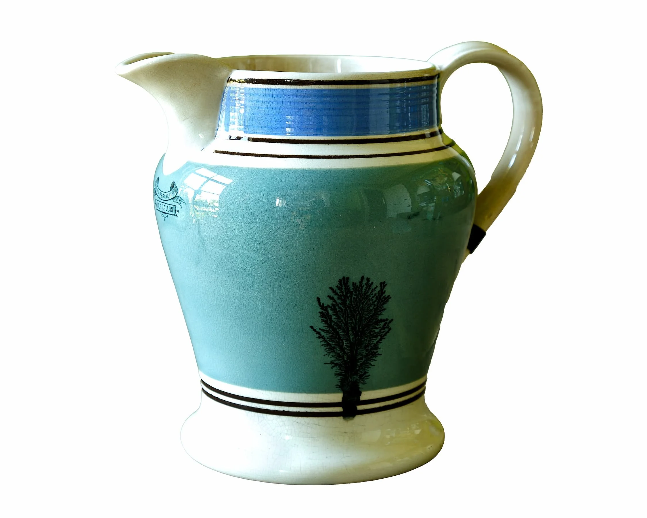 Victorian Pottery Half Gallon Capacity Llanelli Mochaware Jug