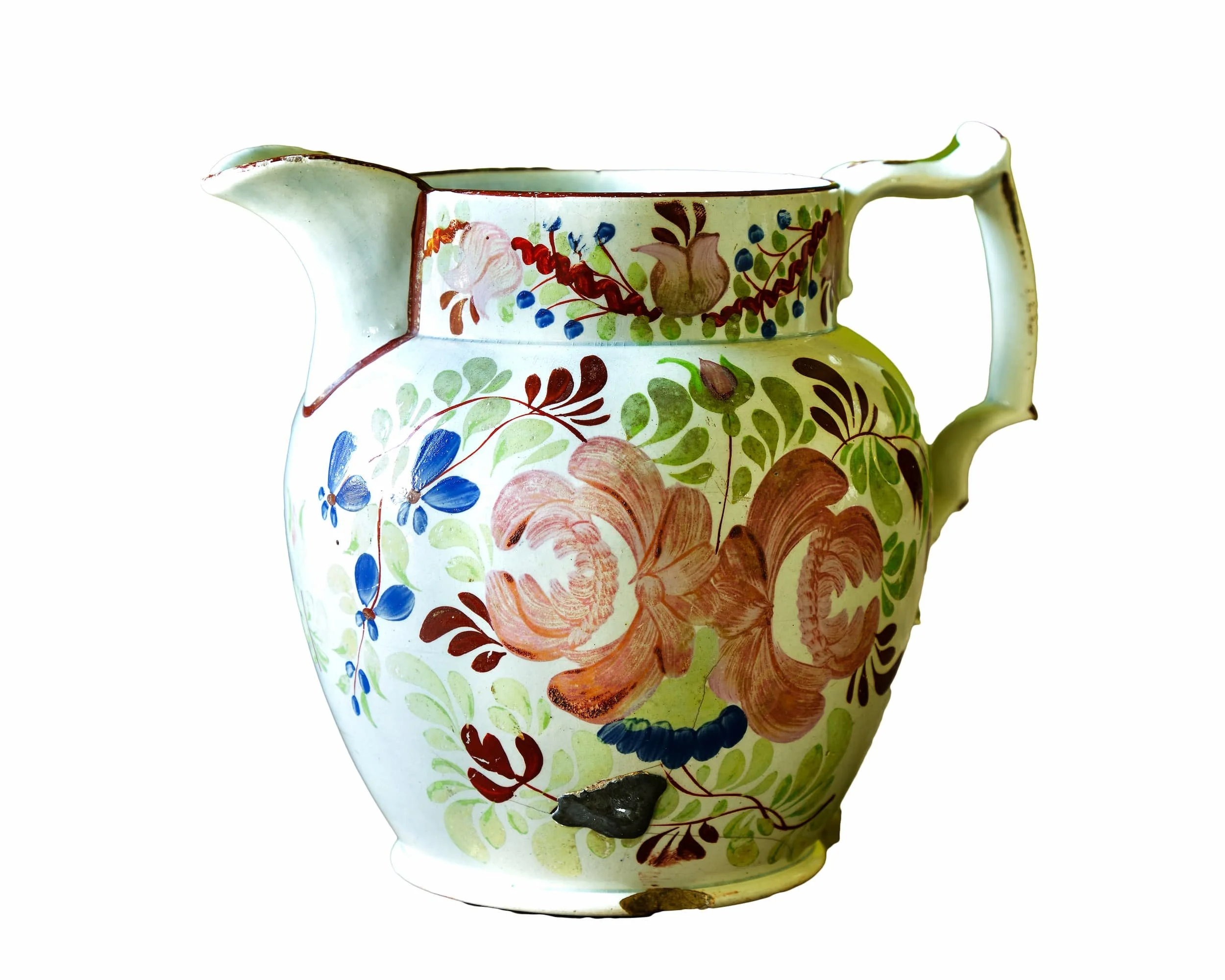 William Fifield of Bristol Floral Painted Pearlware Jug
