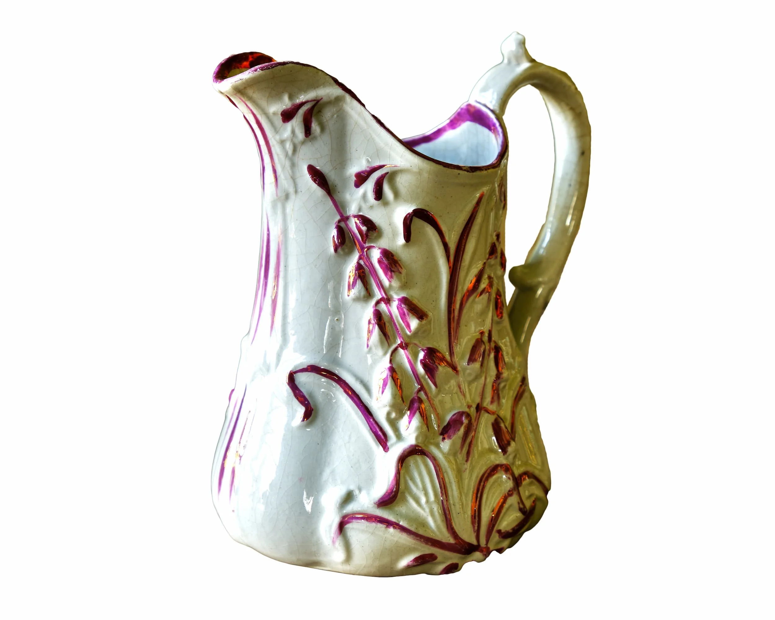Ynysmeudwy Pink Lustre Decorated Pottery Jug c.1850-1860