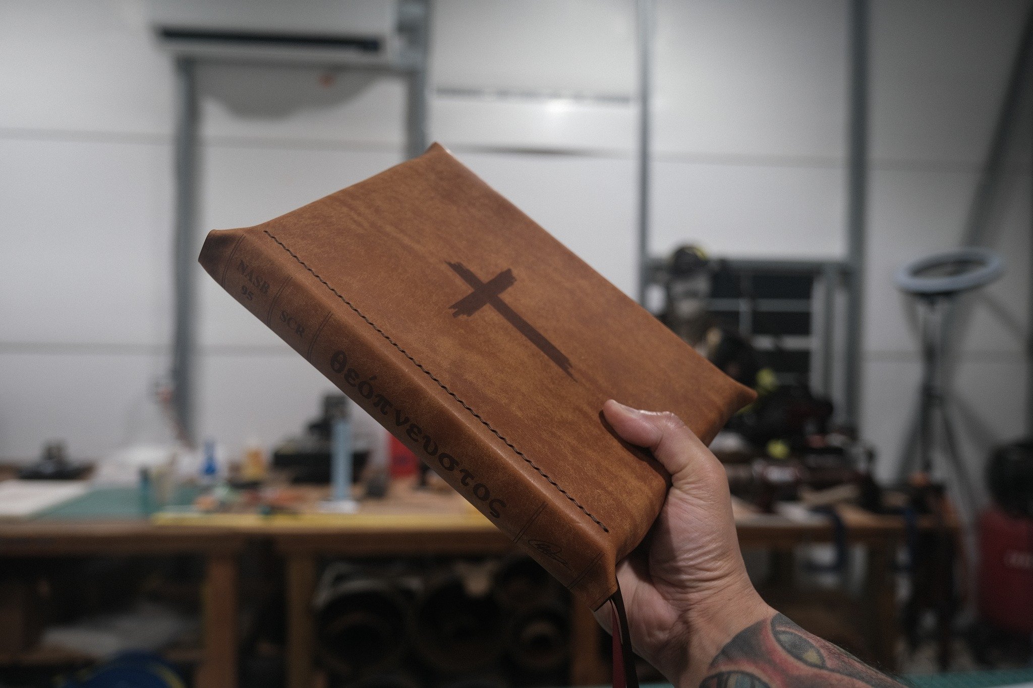 The Sofield NASB 95 SCR Theopneustos Premium Bible in Cognac is now available.

It is bound in Badalassi Carlo Pueblo Cognac, finished with Ritza Tiger Thread in Medium Brown, and includes three ribbons in Brown, Seal Brown, and Scarlet. The horizont