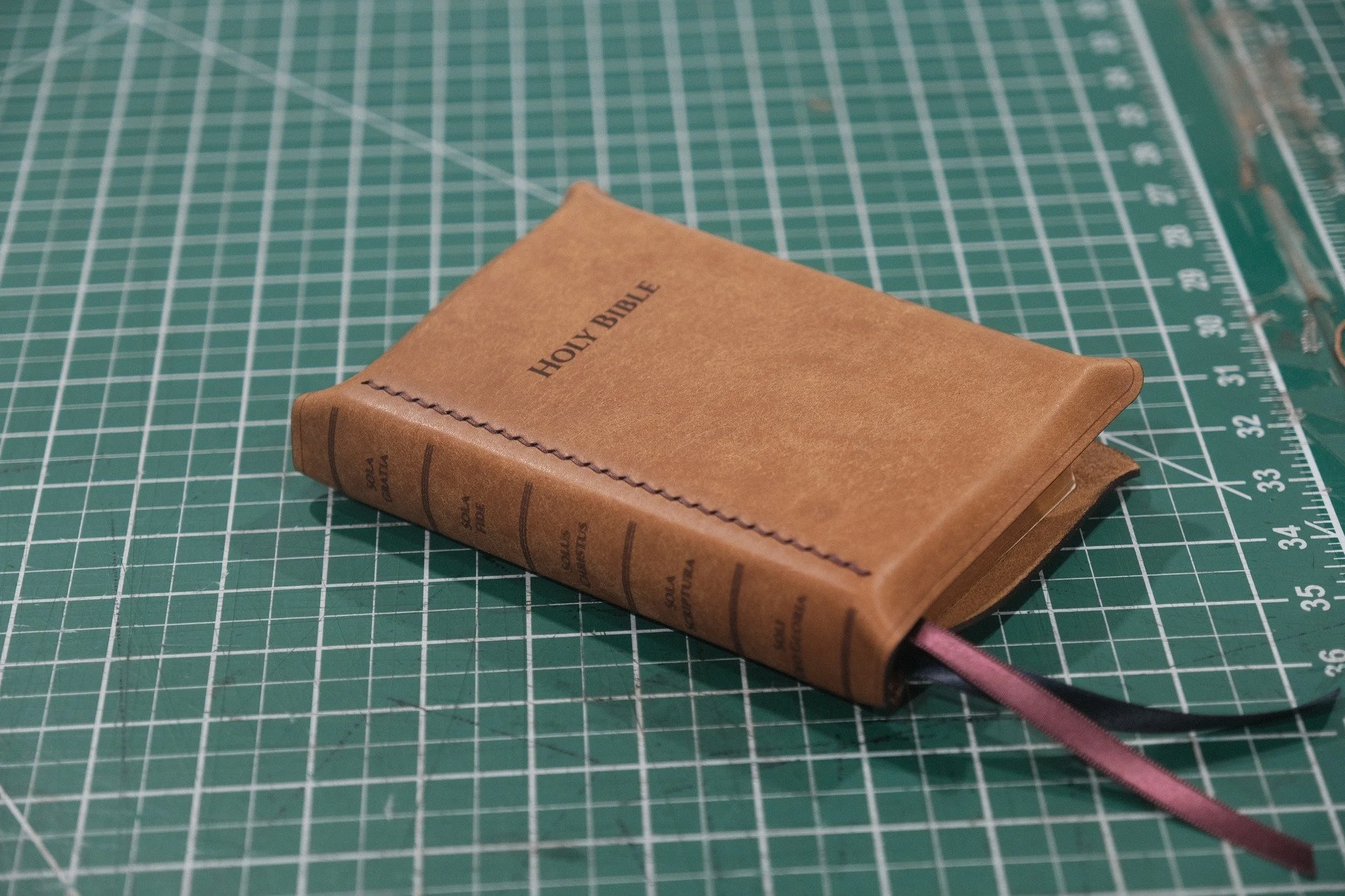 The Sofield LSB Compact 5 Solas Premium Bible in Cognac is now available as part of my Curated Bible Commissions.

This compact edition is bound in Badalassi Carlo Pueblo Cognac, stitched with Beetroot Red Ritza Tiger Thread, and finished with two ri