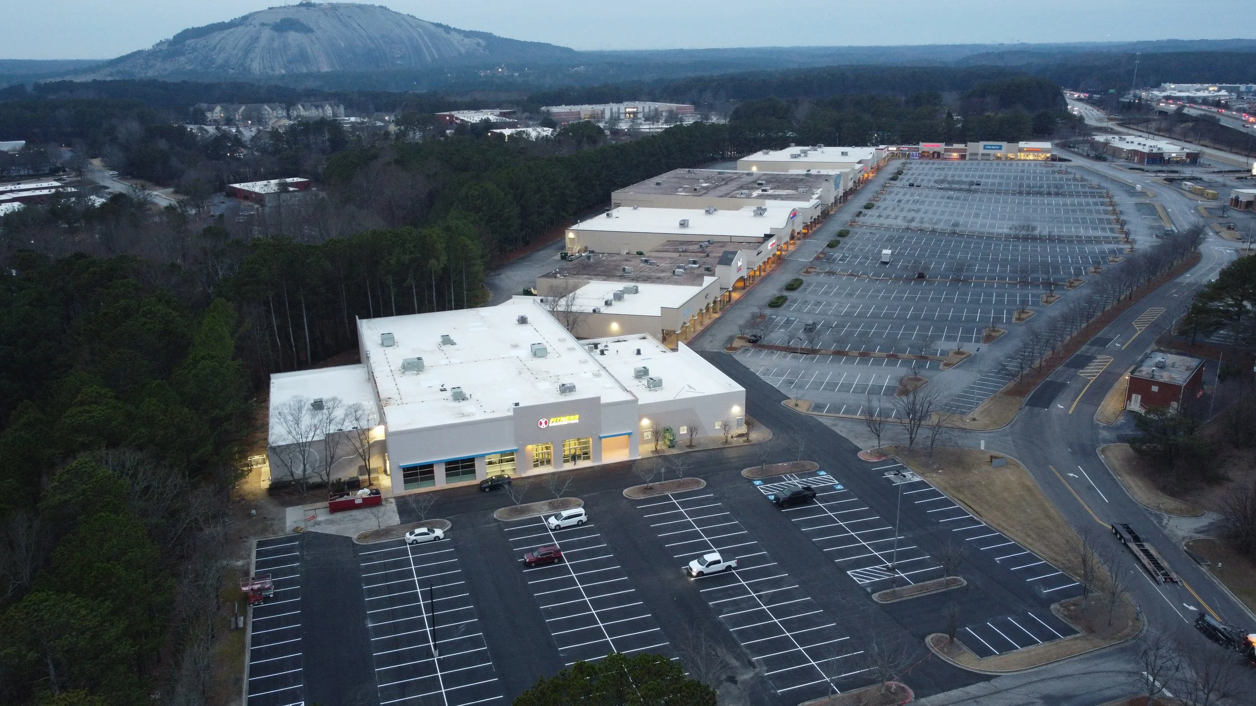 Milled, paved, and striped parking lot in Stone Mountain, GA