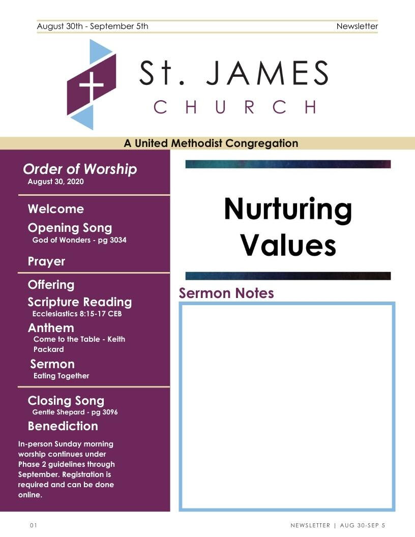 August 30th - September 5th Weekly Newsletter