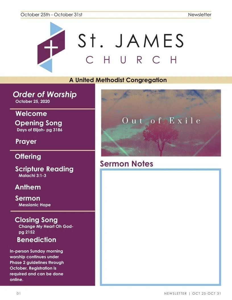 October 25th - October 31st Weekly Newsletter