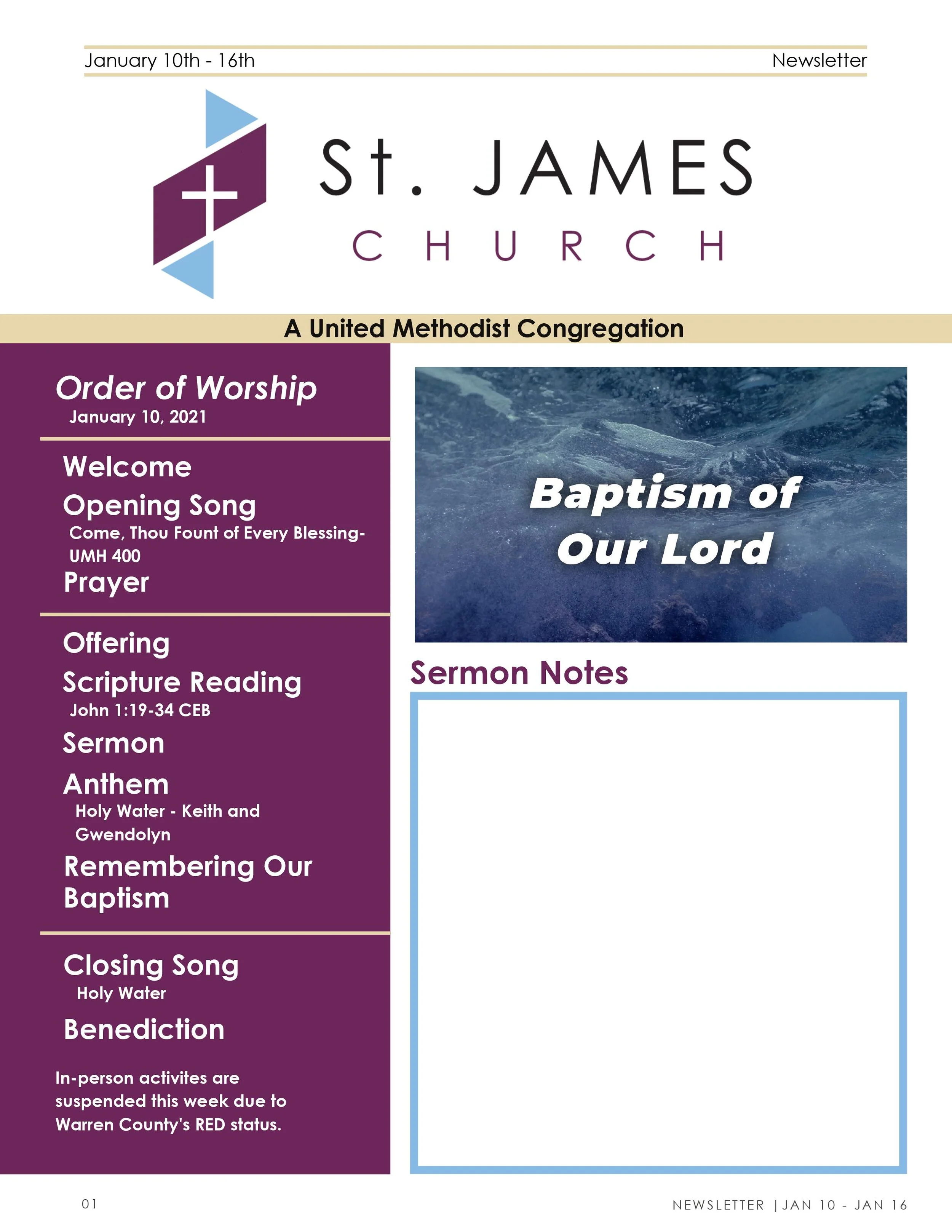 January 10th - January 16th Weekly Newsletter