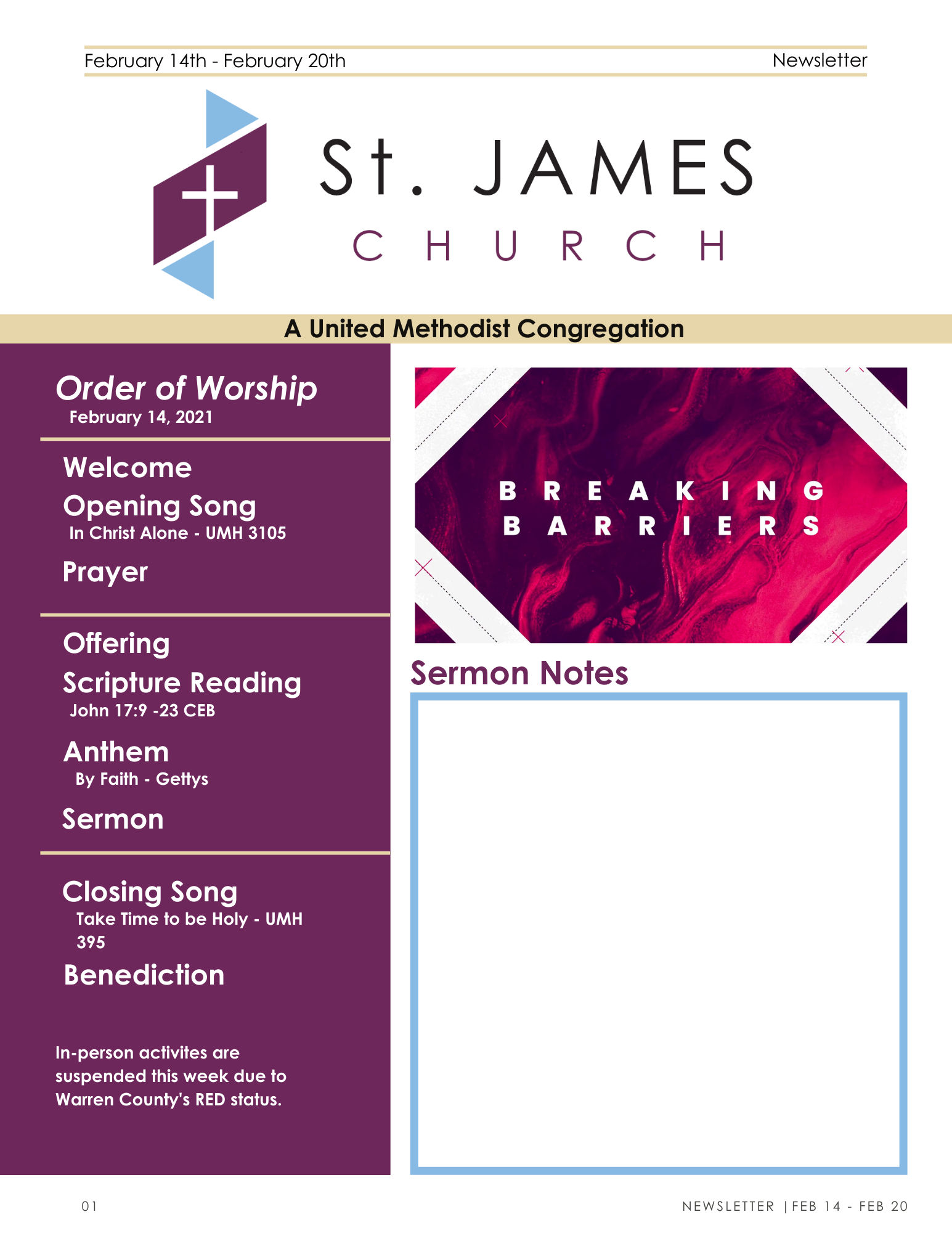 February 14th - February 20th Weekly Newsletter