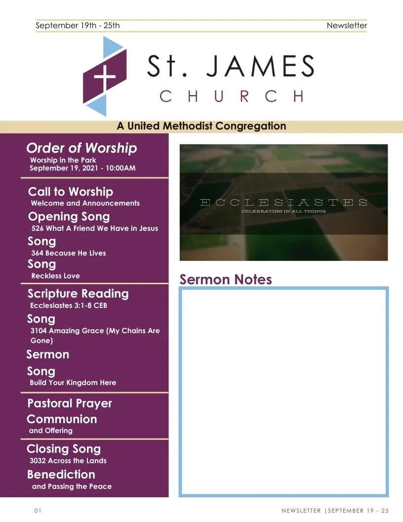 September 19th - September 25th Weekly Newsletter