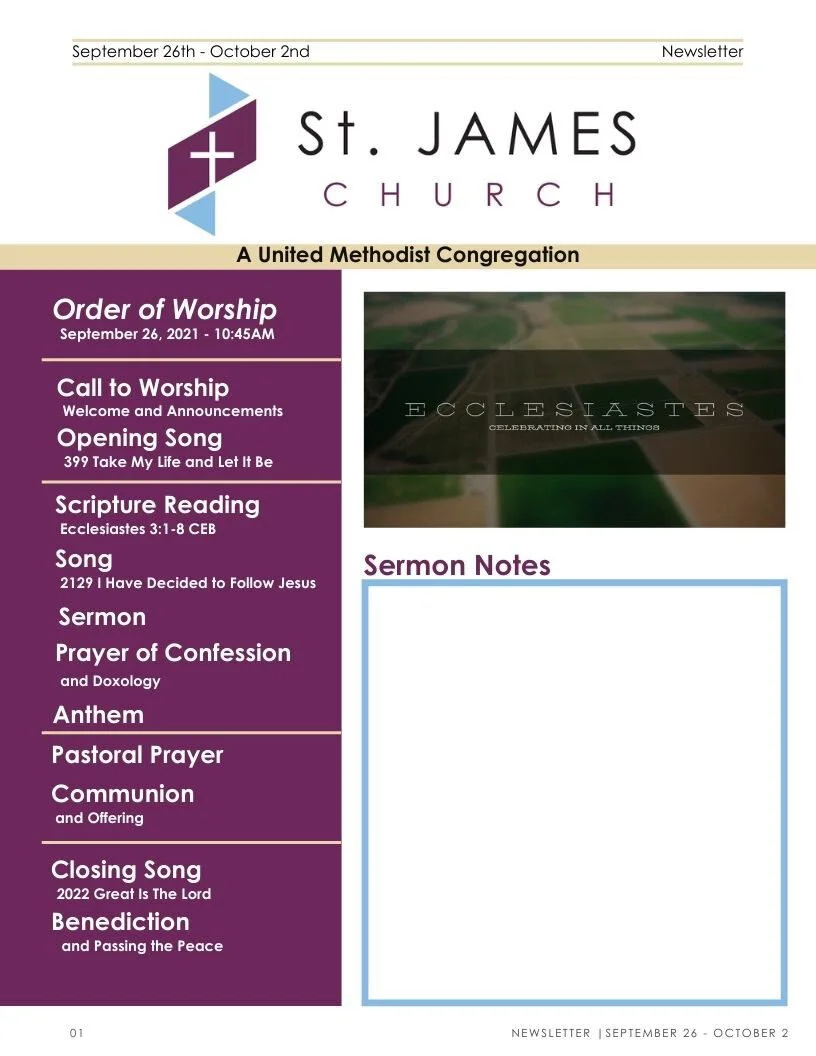 September 26th - October 2nd Weekly Newsletter