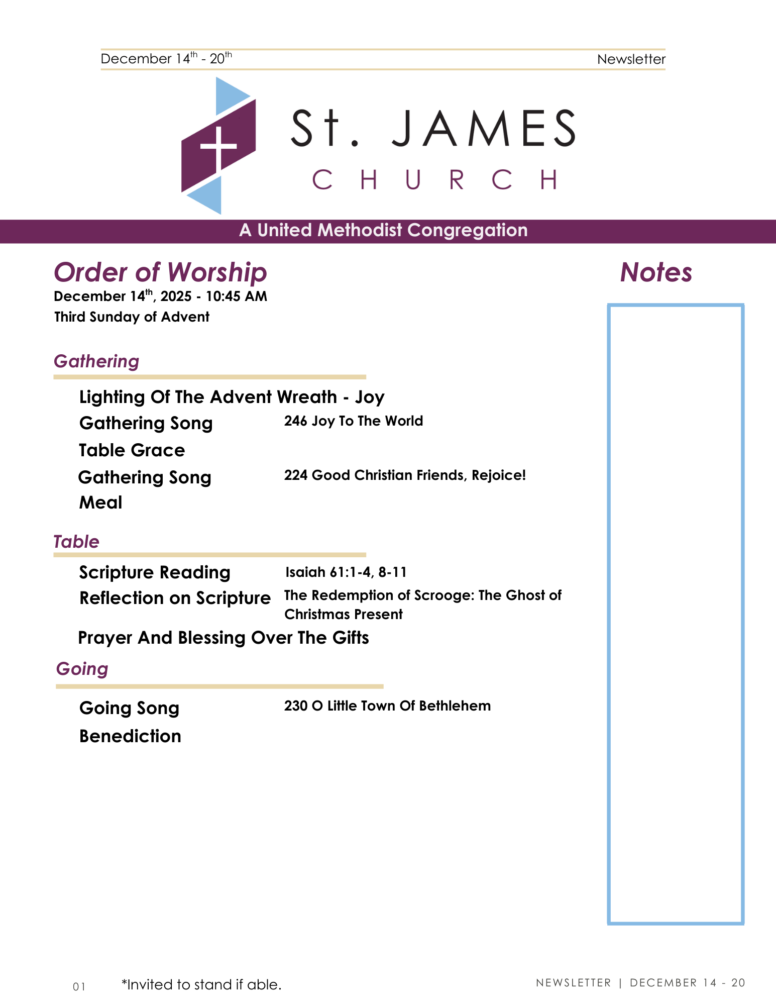 Dec 14th - Dec 20th Weekly Newsletter