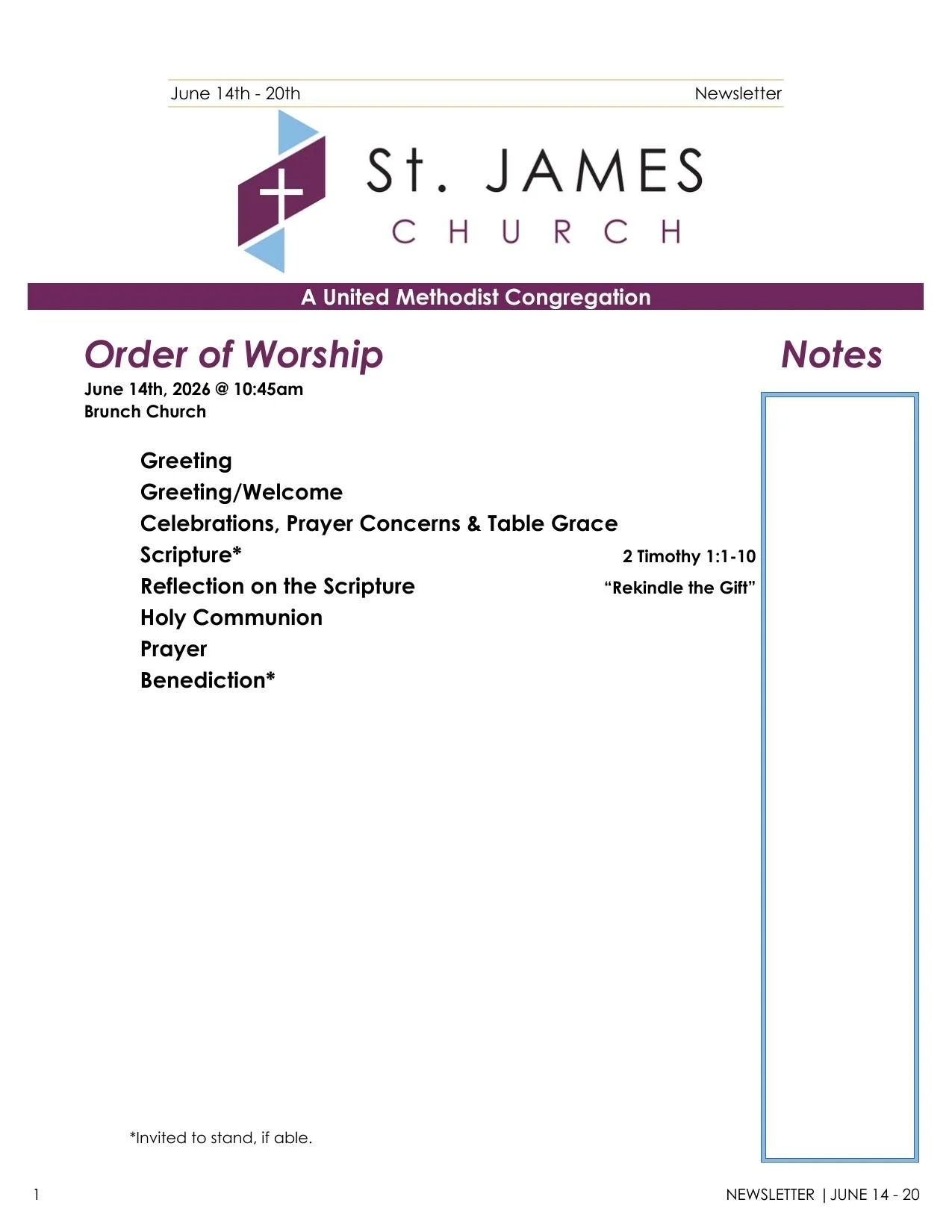 June 14th - June 20th Weekly Newsletter