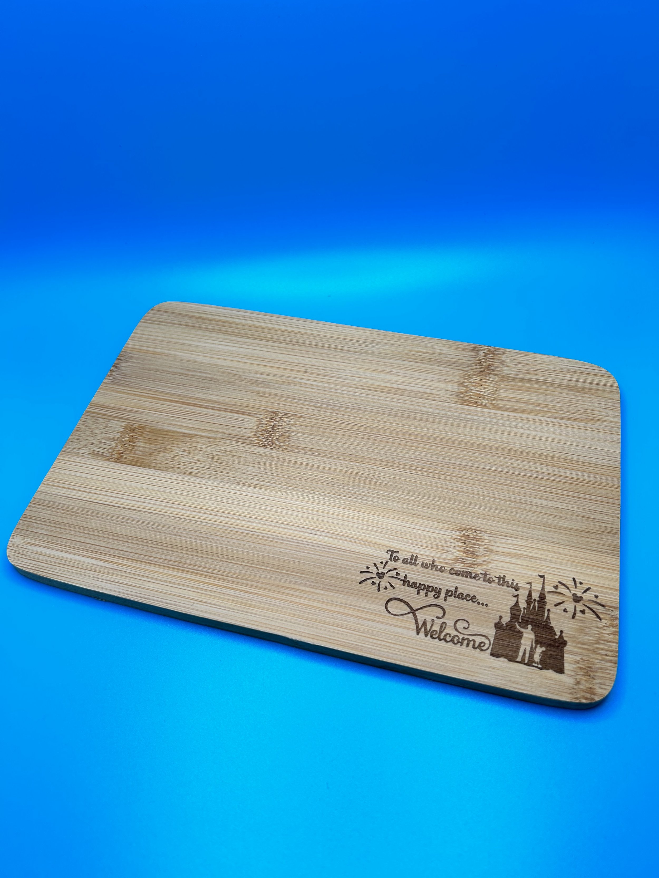 Engraved Cheese Board, Cheese, and Crackers