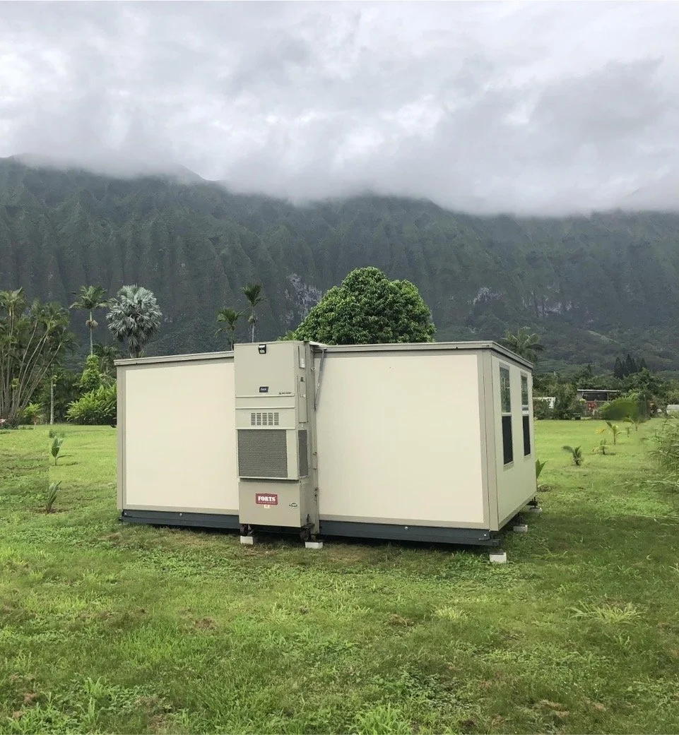 Actual deployed FORTS shelter in an outdoor field setting