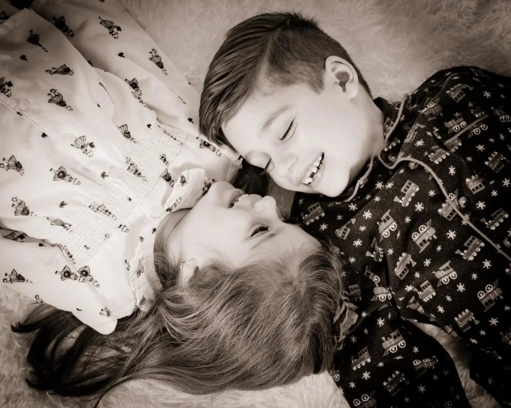 Brother and sister portrait session in Woodbury Heights, New Jersey.