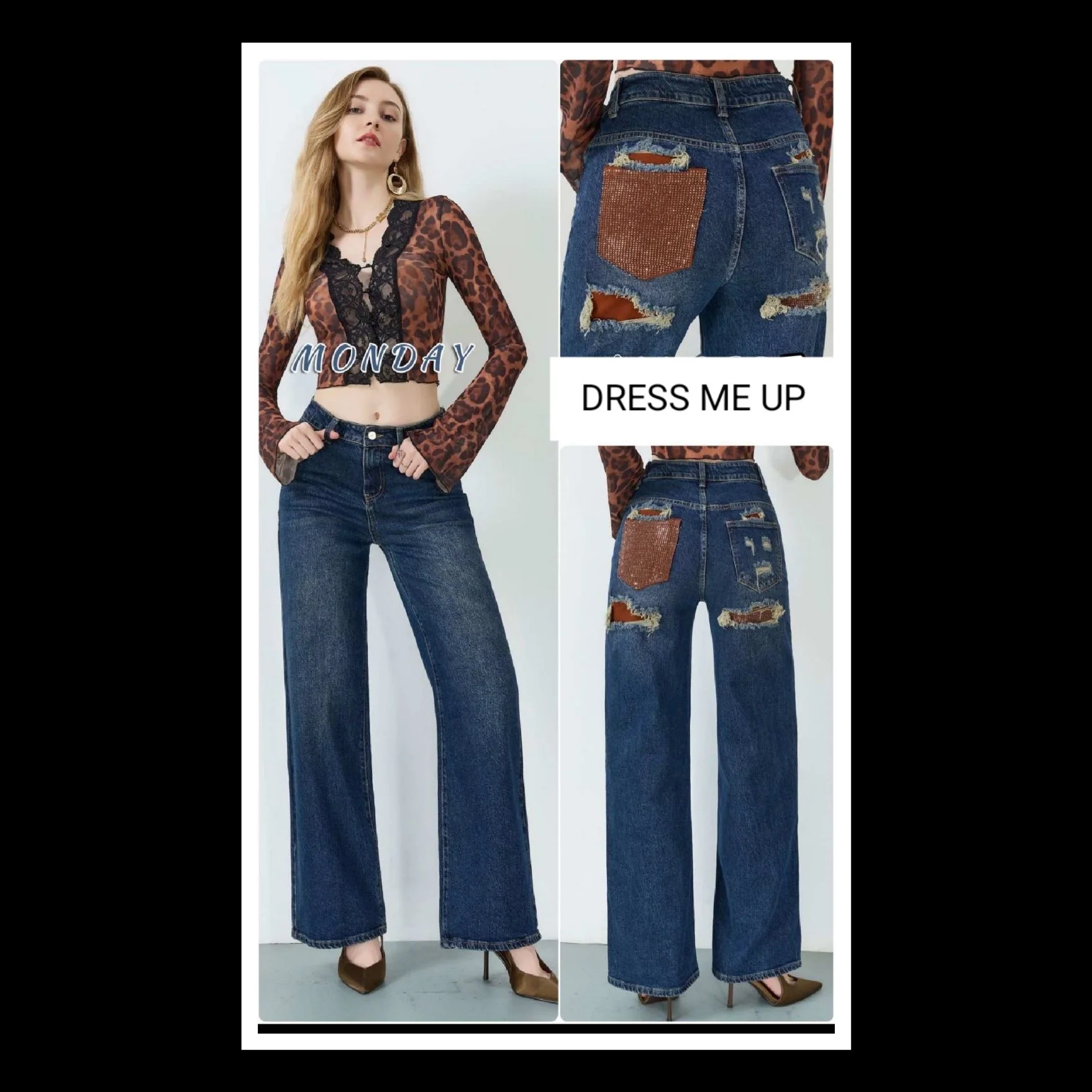 Jean Παντελόνι Με Strass ''Cognac''