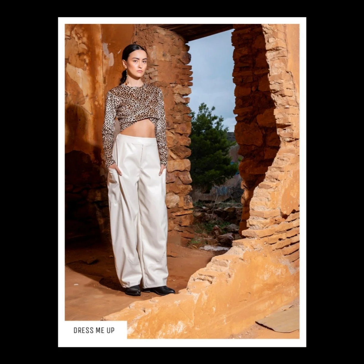 Μπλούζα Crop Top Leopardo Velour